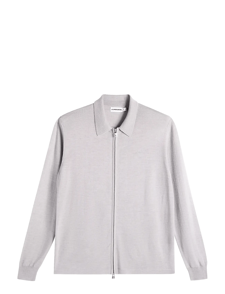 J. Lindeberg - Kaleb Merino Cardigan - koftor - light grey melange - 1