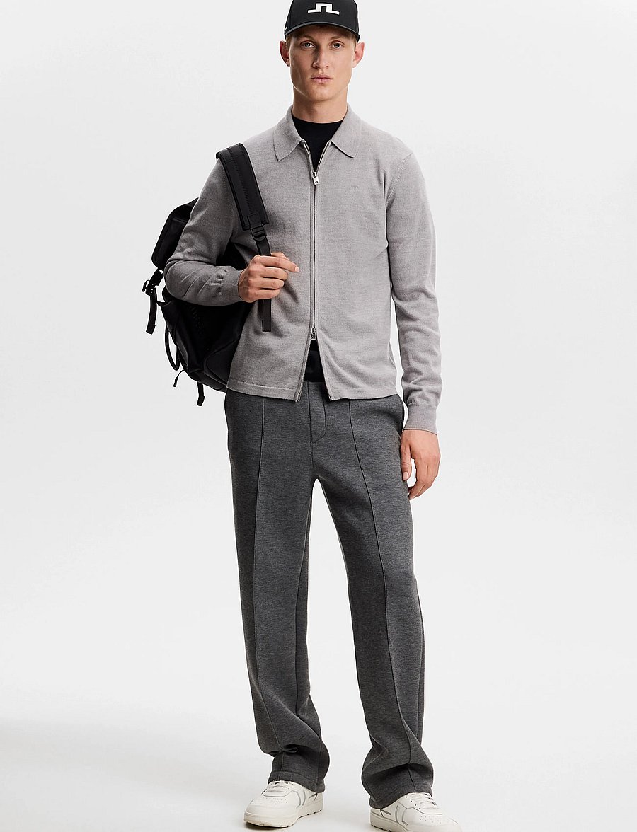 J. Lindeberg - Kaleb Merino Cardigan - koftor - light grey melange - 3