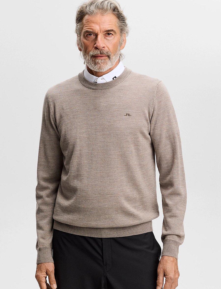 J. Lindeberg - Keane Merino Crew Neck - megztiniai su apvalia apykakle - brindle melange - 0