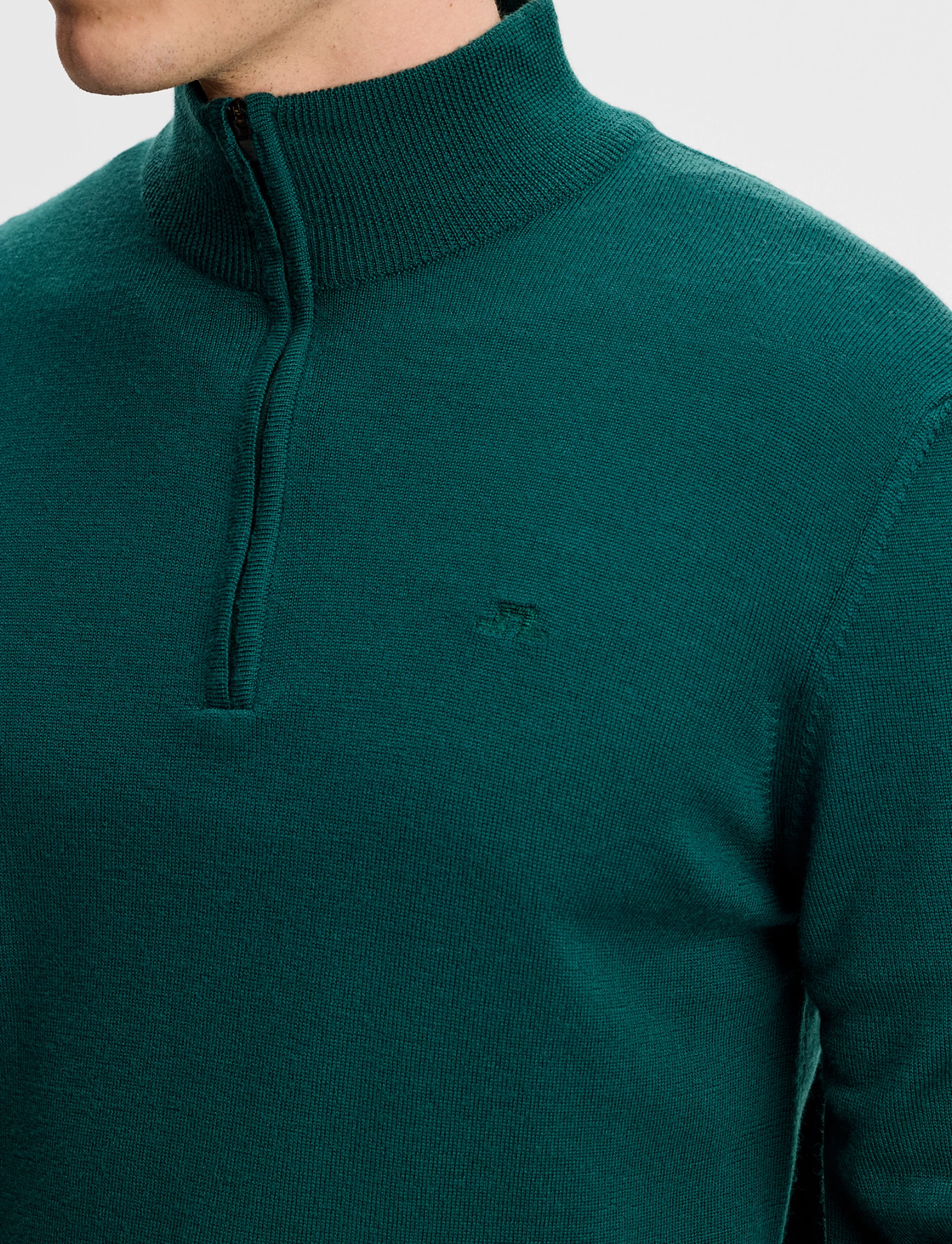 J. Lindeberg - Kiyan Quarter Zip Sweater - halfzip strik - forest biome - 4