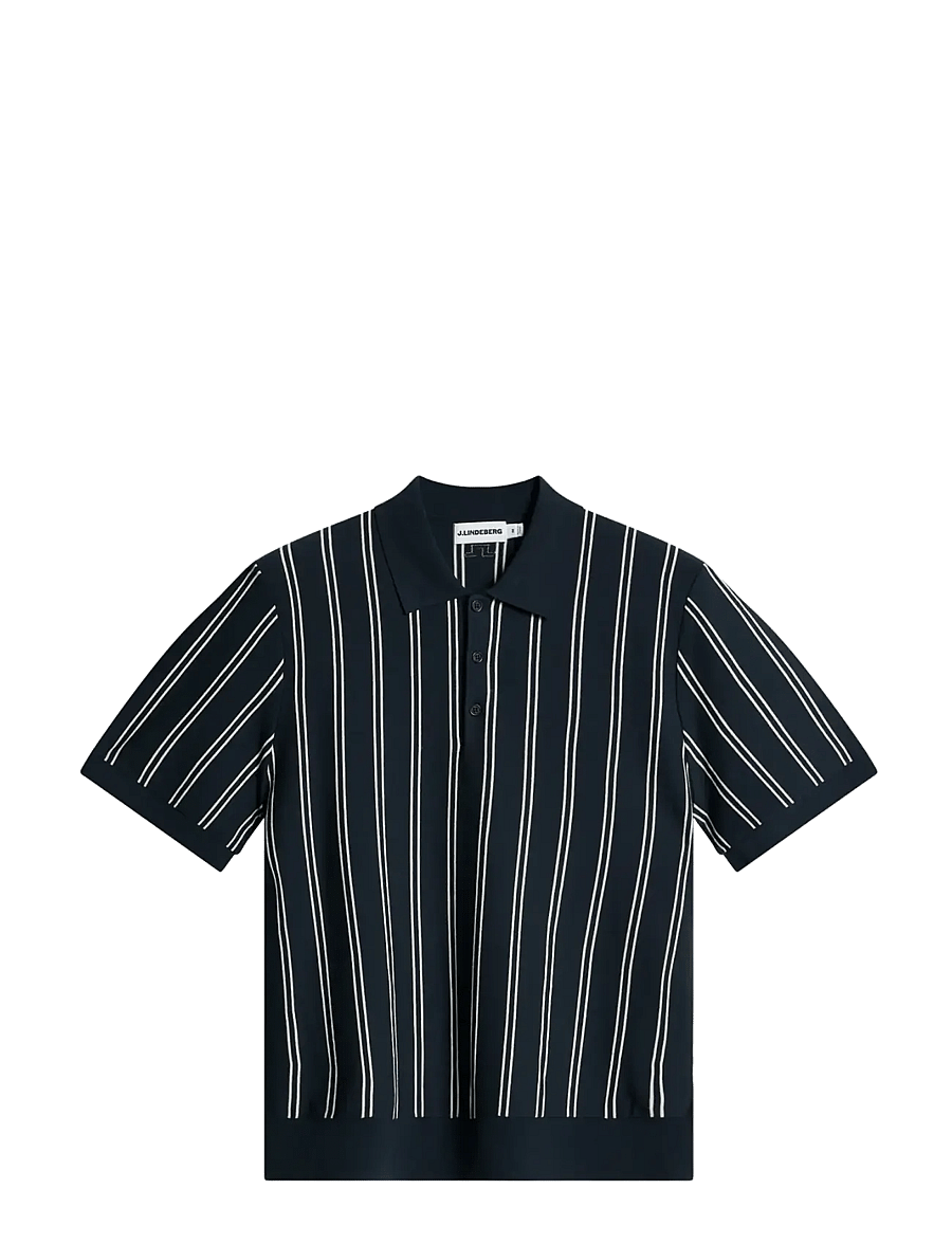 J. Lindeberg - Reymond Stripe Knit Polo - kurzärmelig - jl navy - 1