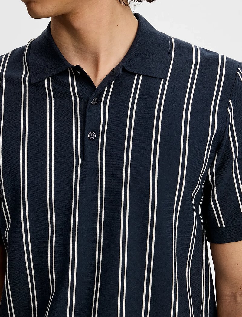 J. Lindeberg - Reymond Stripe Knit Polo - kortærmede poloer - jl navy - 4