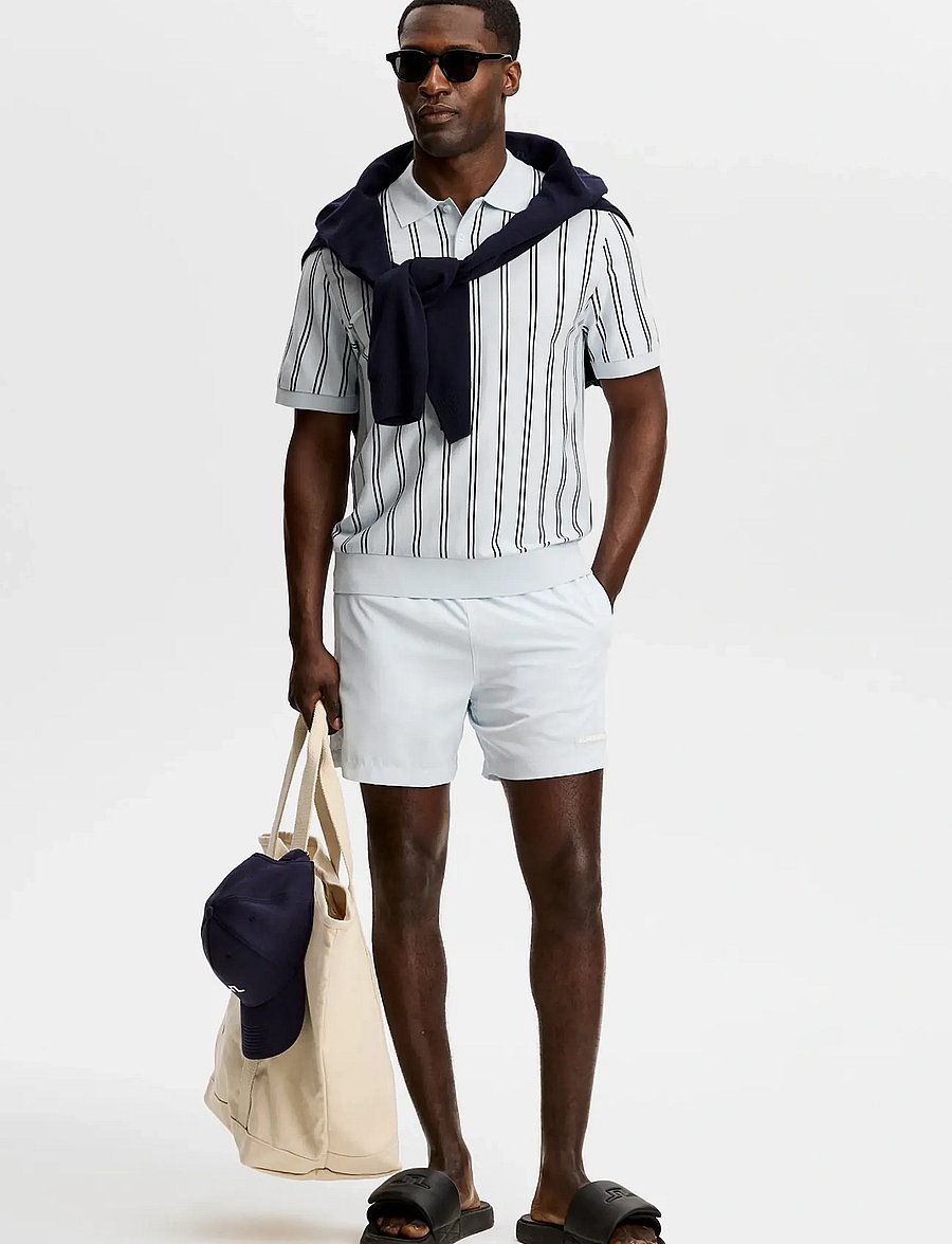 J. Lindeberg - Reymond Stripe Knit Polo - lühikeste varrukatega polod - skywriting - 3