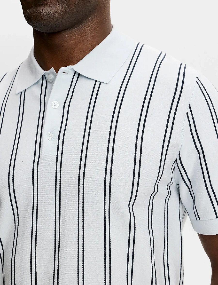 J. Lindeberg - Reymond Stripe Knit Polo - lühikeste varrukatega polod - skywriting - 4