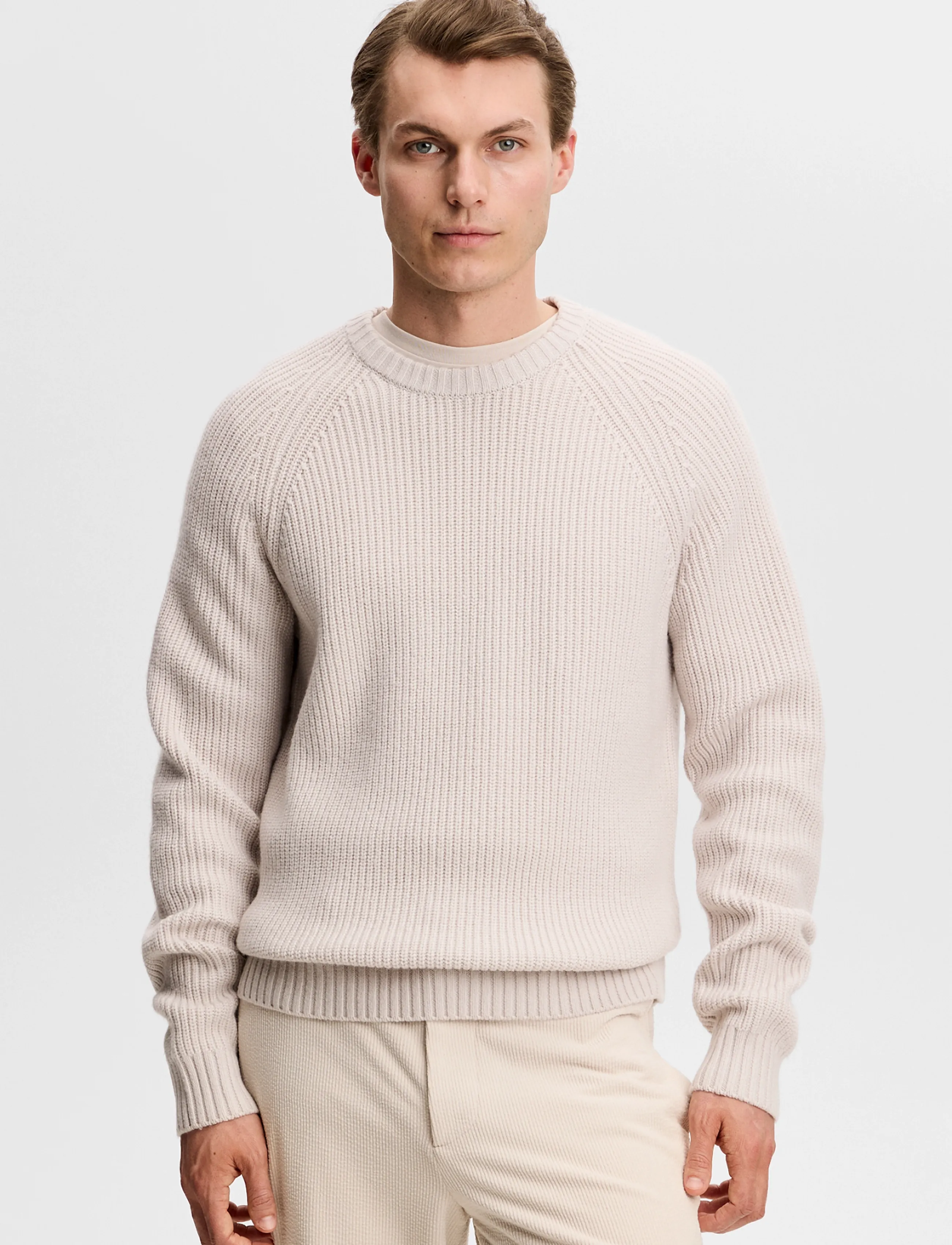 J. Lindeberg Hallow Knitted Crew Neck, S, Knitwear, Creme - Round Necks, Männerswear