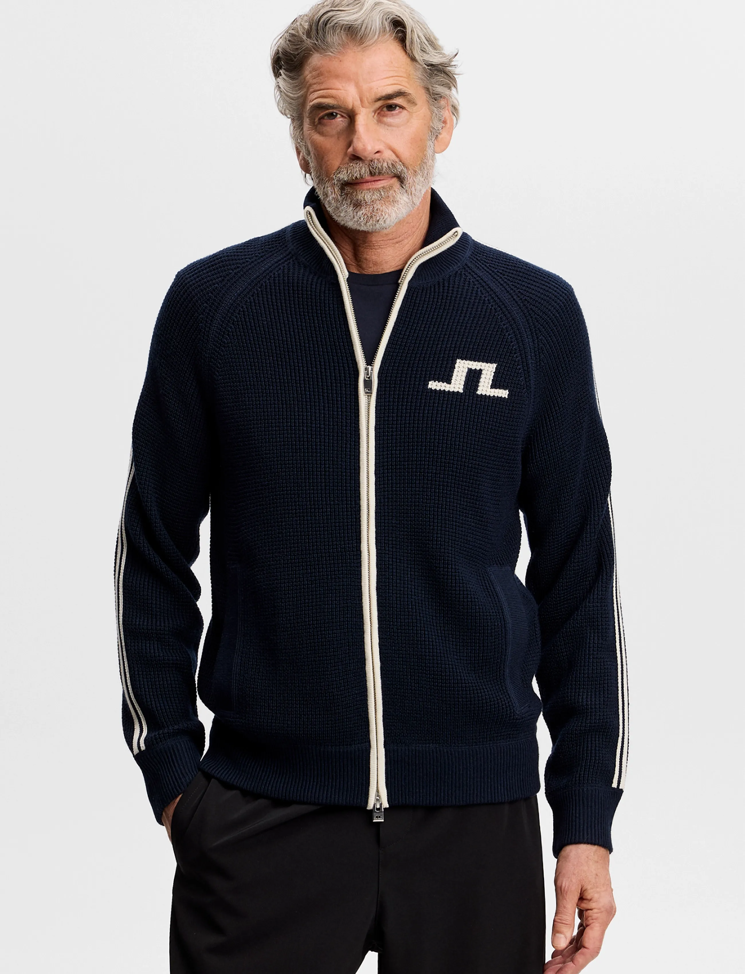 J. Lindeberg Craig Zip Knit Cardigan, S, Navy, Strik > Cardigans, Herre