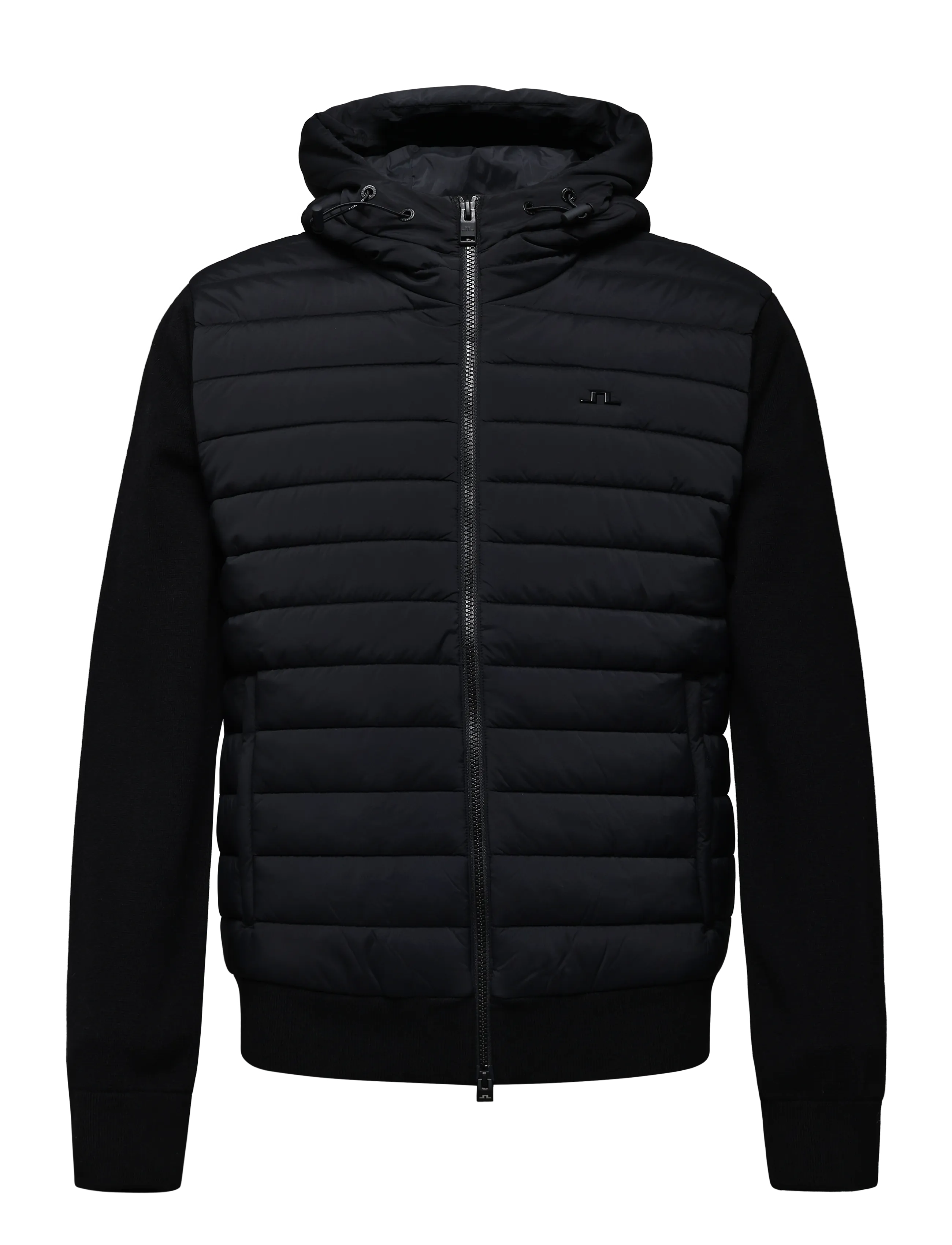 J. Lindeberg Thaden Knit Hood Hybrid Jacket - Outerwear - BLACK / black