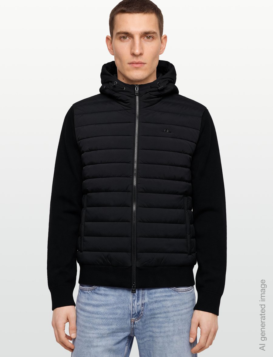 J. Lindeberg - Thaden Knit Hood Hybrid Jacket - hybrid-jacken - black - 3