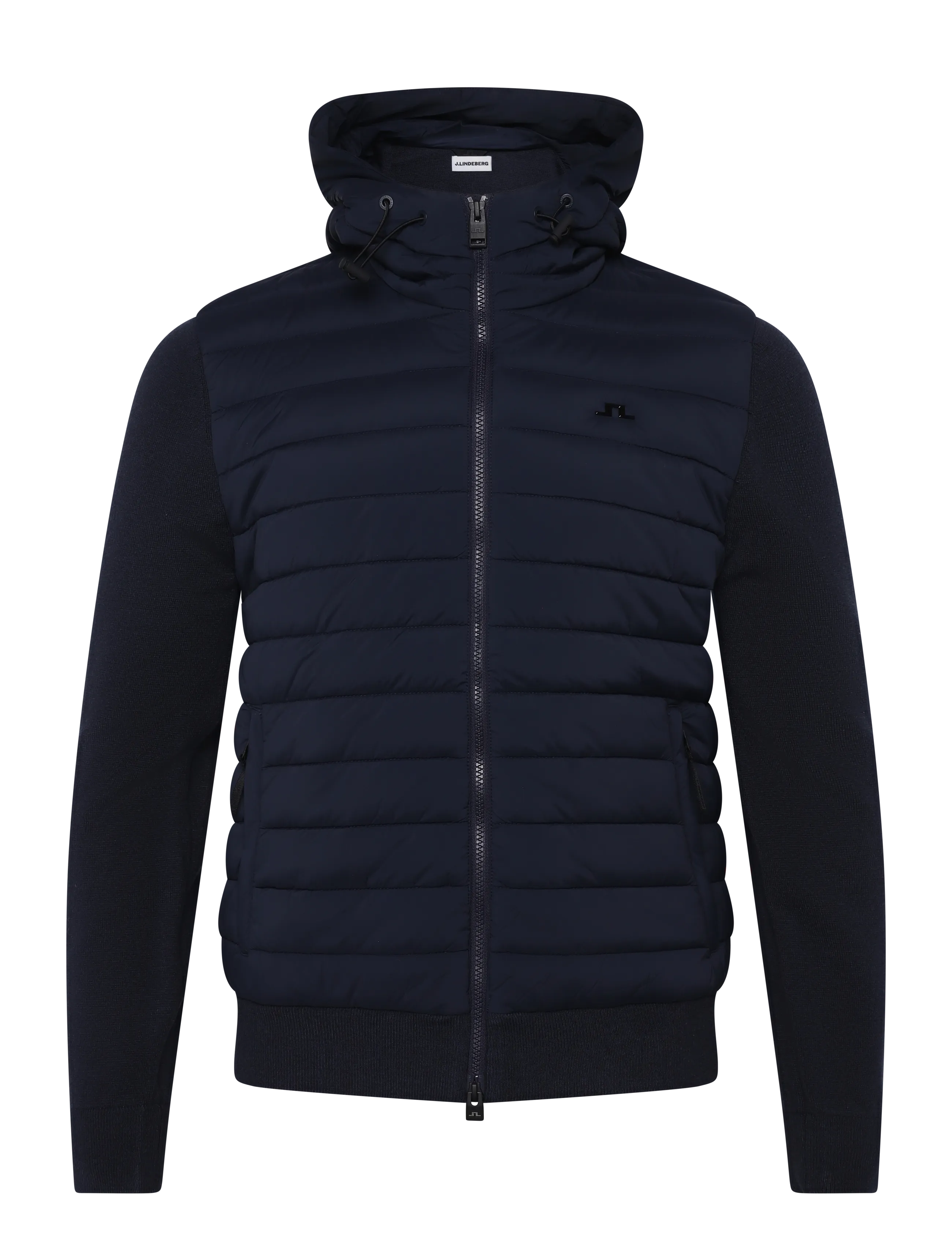 J. Lindeberg Thaden Knit Hood Hybrid Jacket, L, Navy, Jakker > Vatterede Jakker, Herre