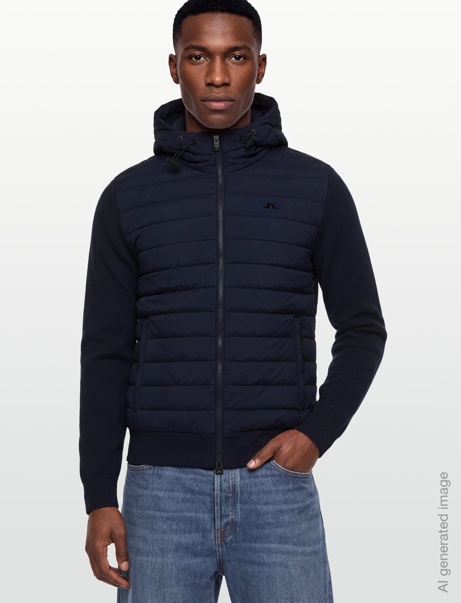 J. Lindeberg - Thaden Knit Hood Hybrid Jacket - hybridjackor - jl navy - 3