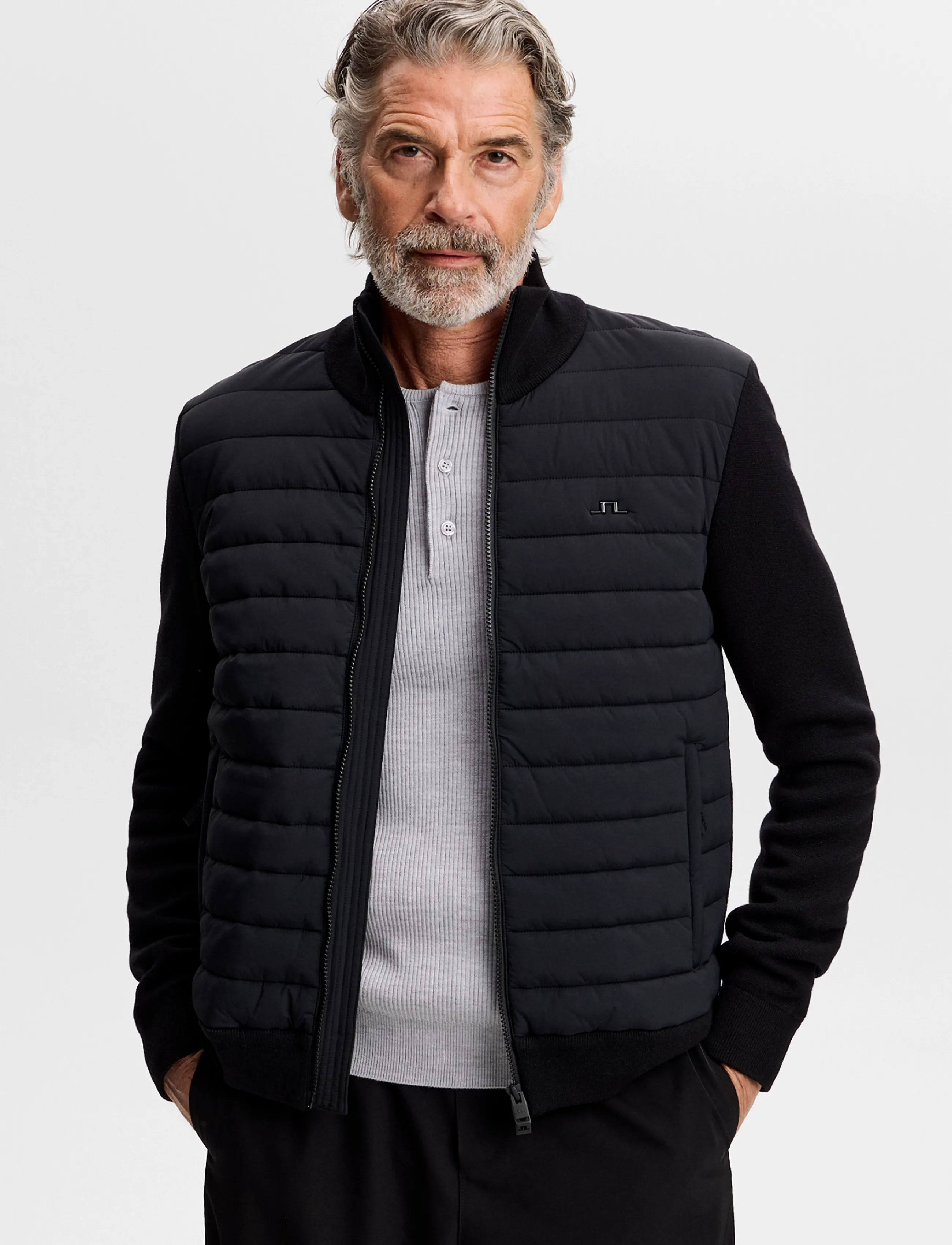 J. Lindeberg Boen Knit Hybrid Jacket - Hybrid jackets  - BLACK / black