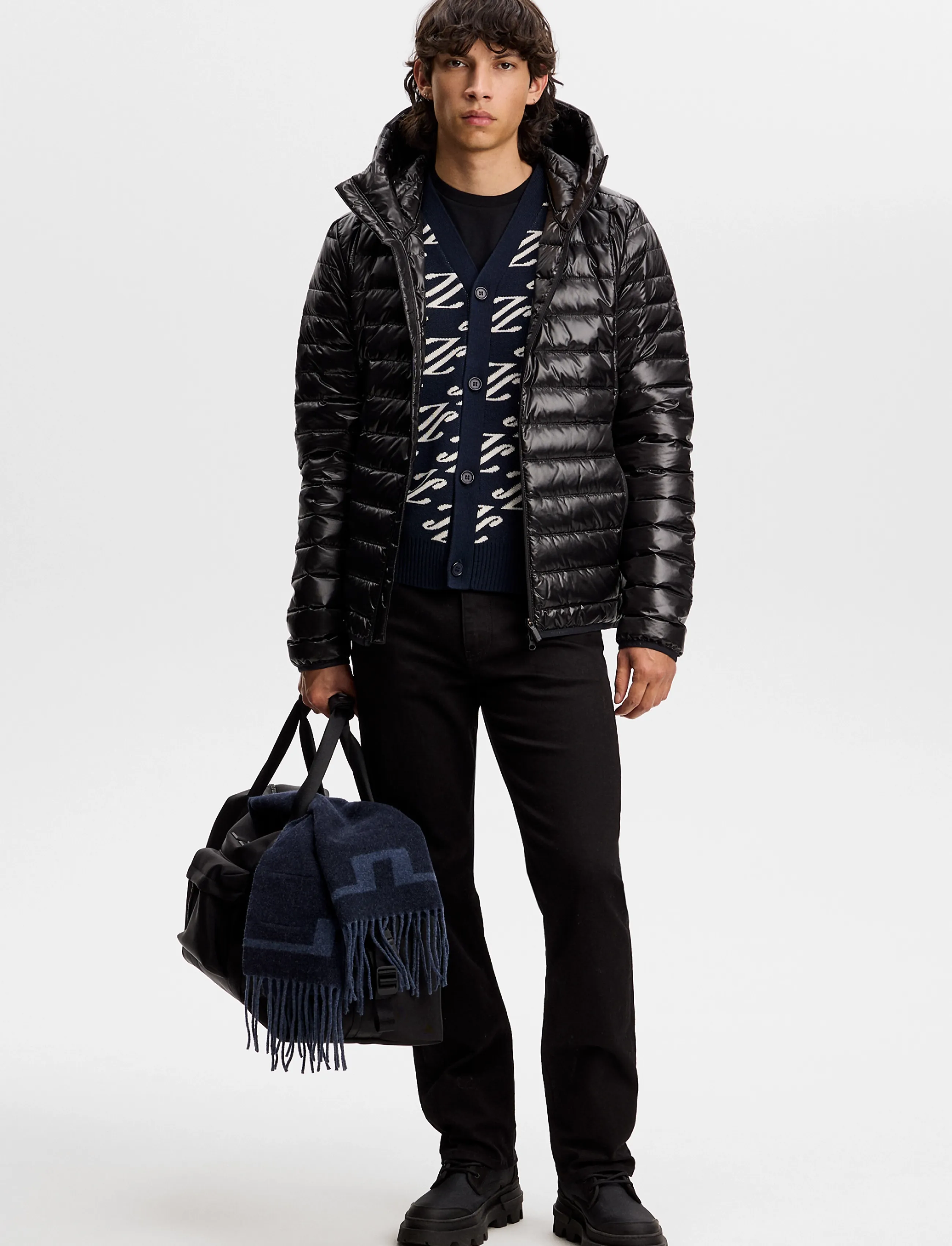 J. Lindeberg - Denny Jacquard Cardigan - kardiganid - cardi jacquard - jl navy - 3