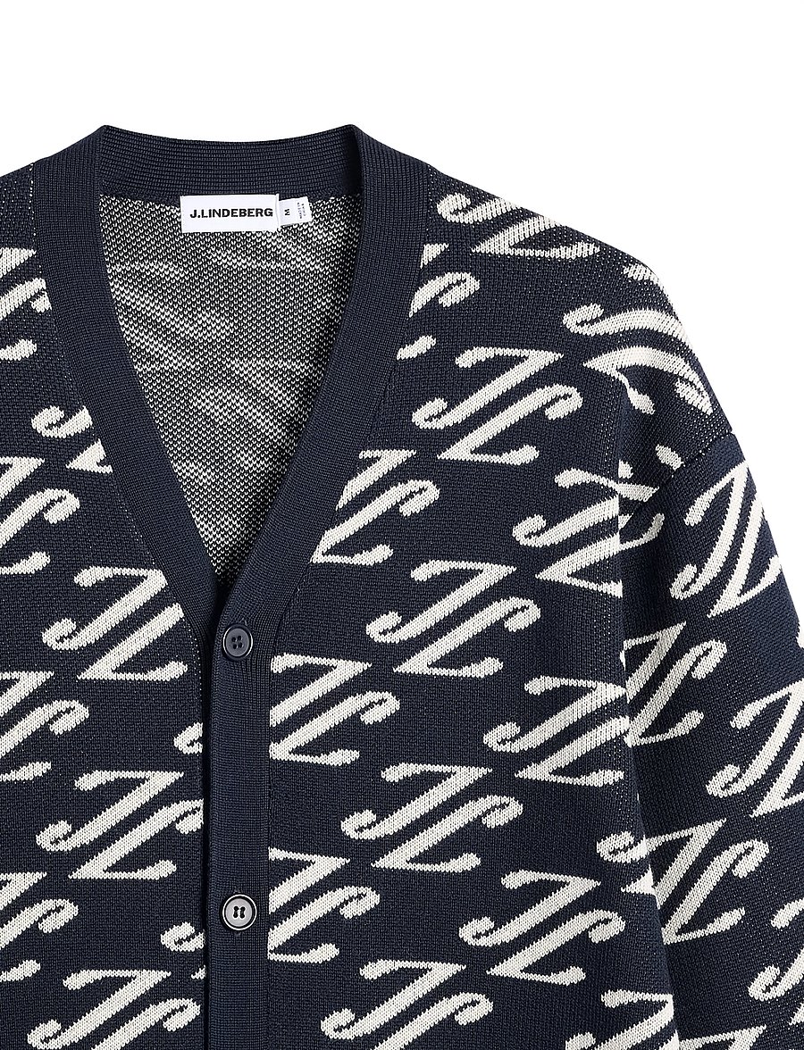 J. Lindeberg - Denny Jacquard Cardigan - kardiganid - cardi jacquard - jl navy - 5