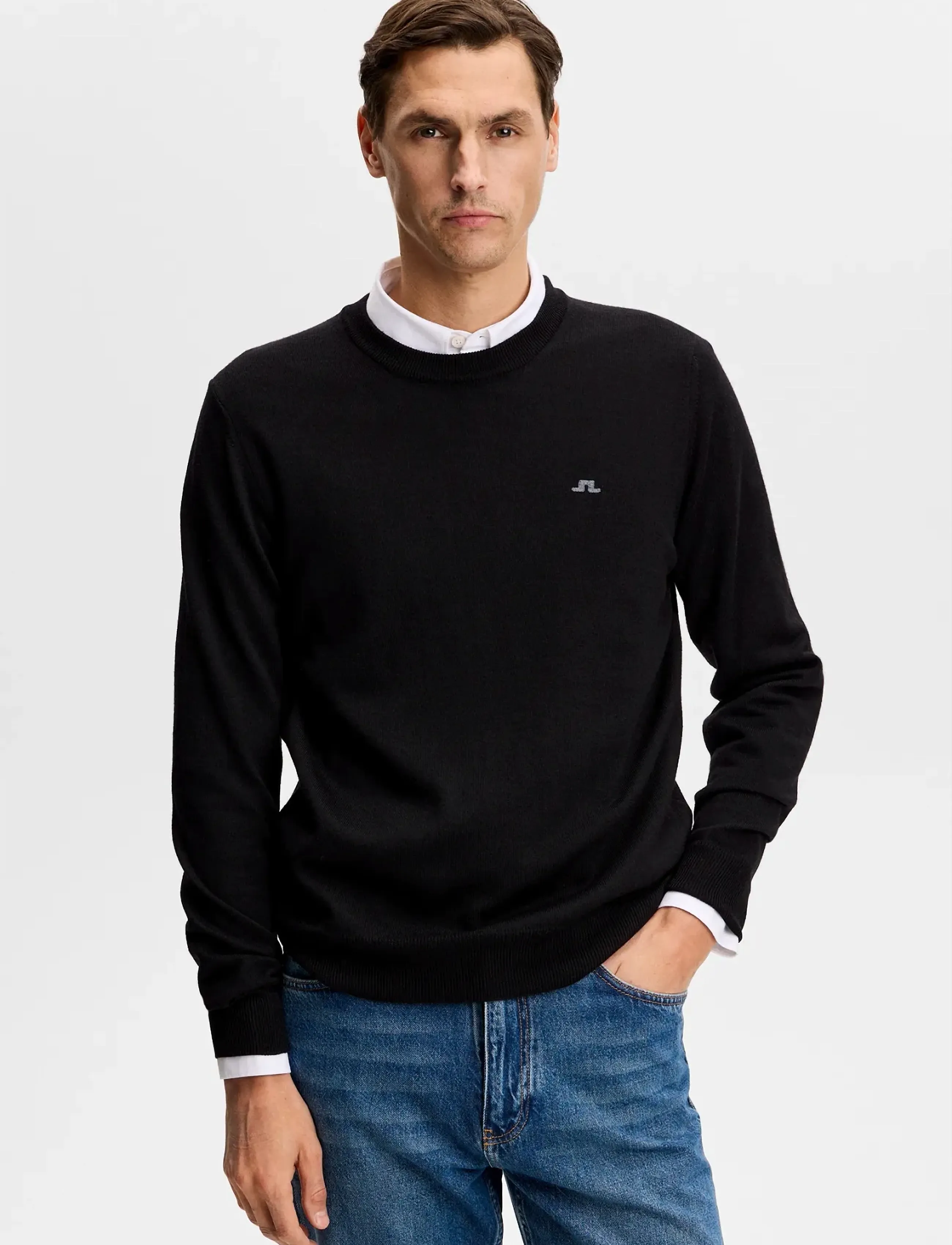 J. Lindeberg Keane Merino Crew Neck, XL, Knitwear, Schwarz - Round Necks, Männerswear