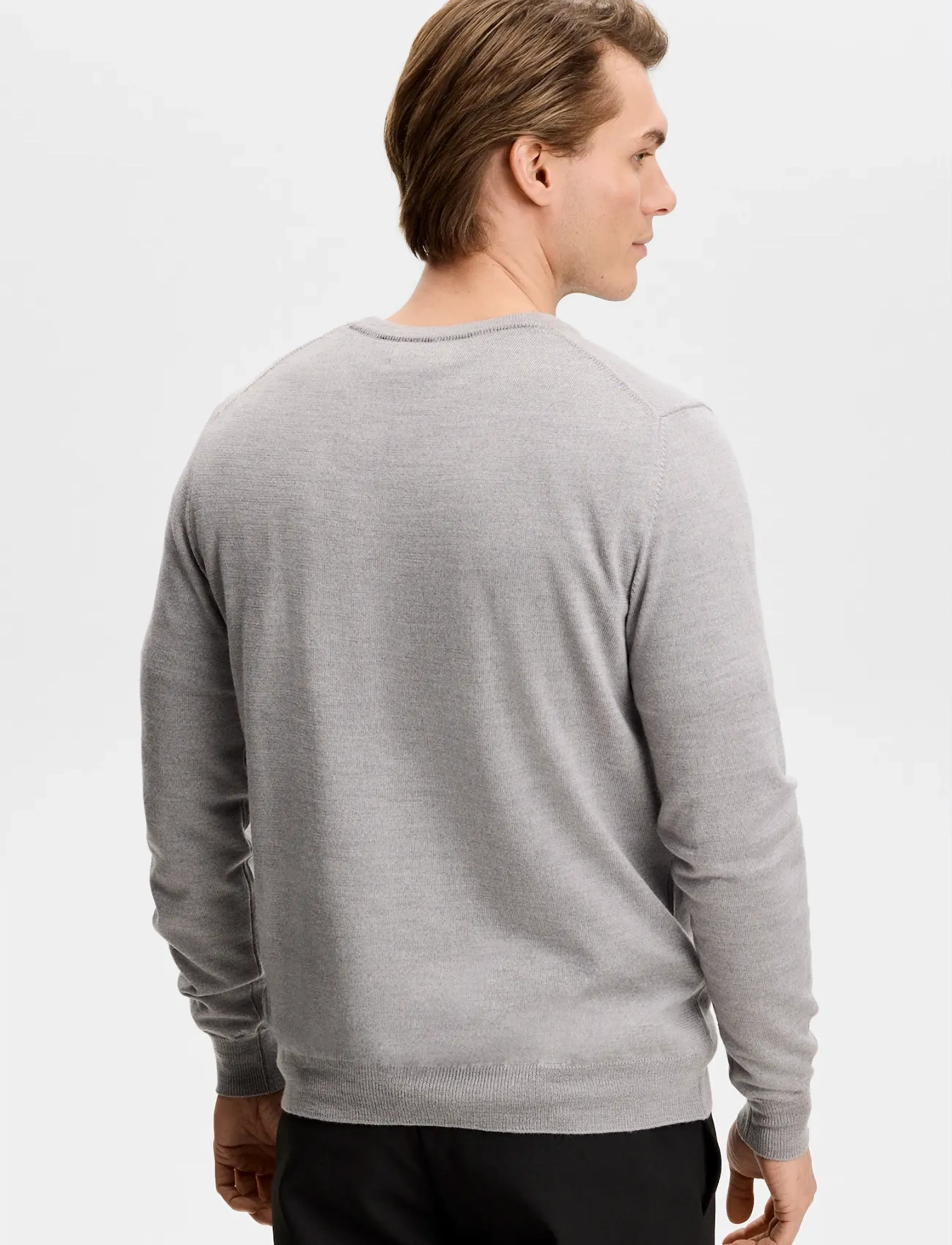 J. Lindeberg - Keane Merino Crew Neck - knitted round necks - light grey melange - 2