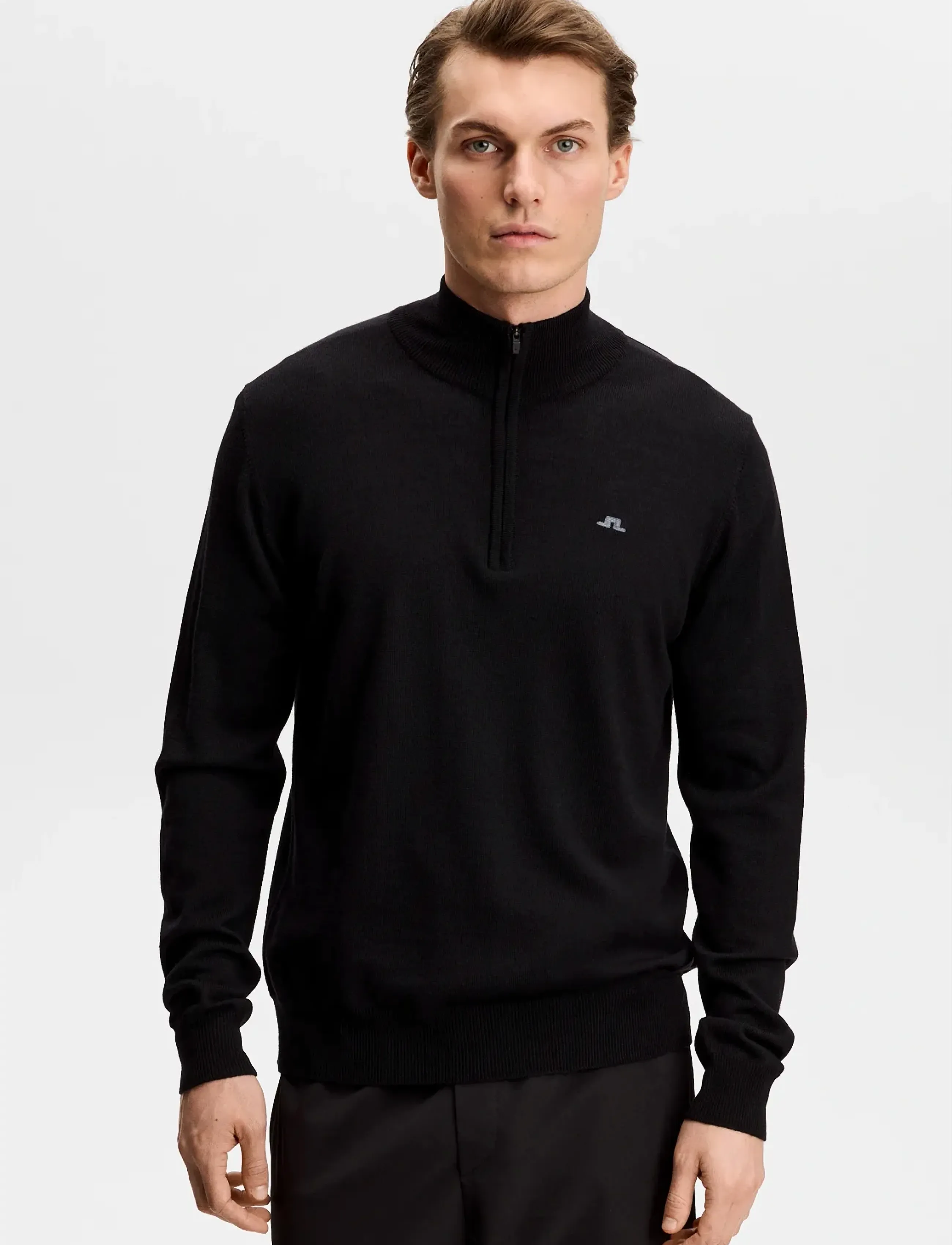 J. Lindeberg Kiyan Quarter Zip Sweater, M, Knitwear, Schwarz - Half Jumpers, Männerswear