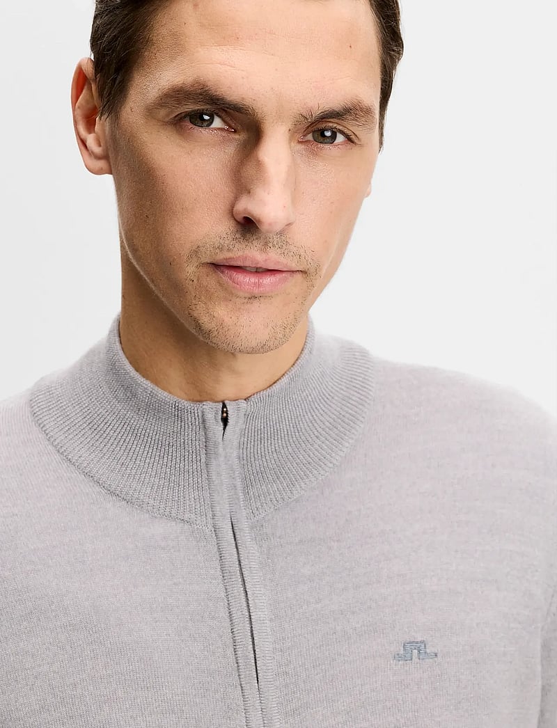 J. Lindeberg - Kiyan Quarter Zip Sweater - half zip - light grey melange - 4
