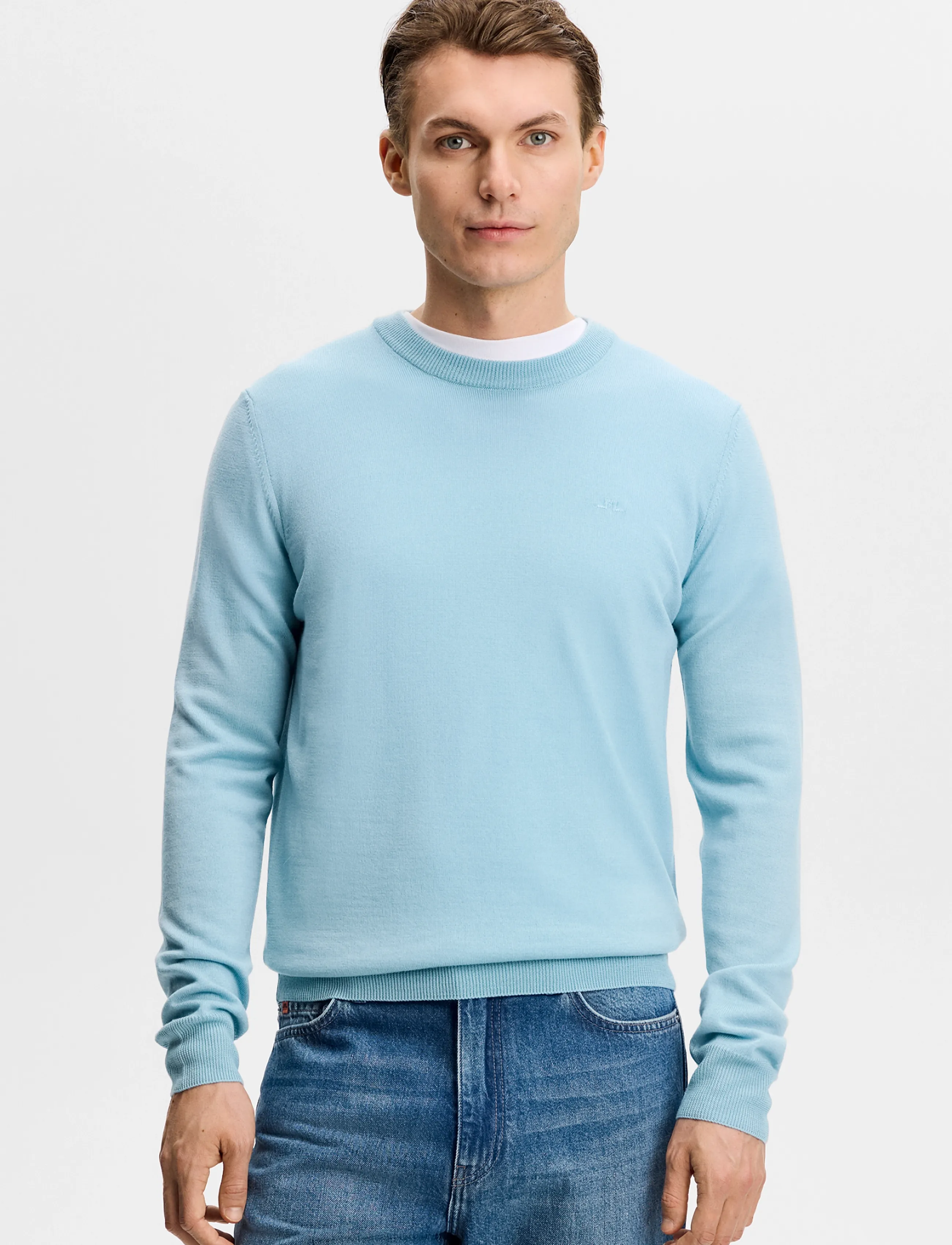 J. Lindeberg Keane Merino Crew Neck, XL, Blue, Strik > Runde Halse, Herre