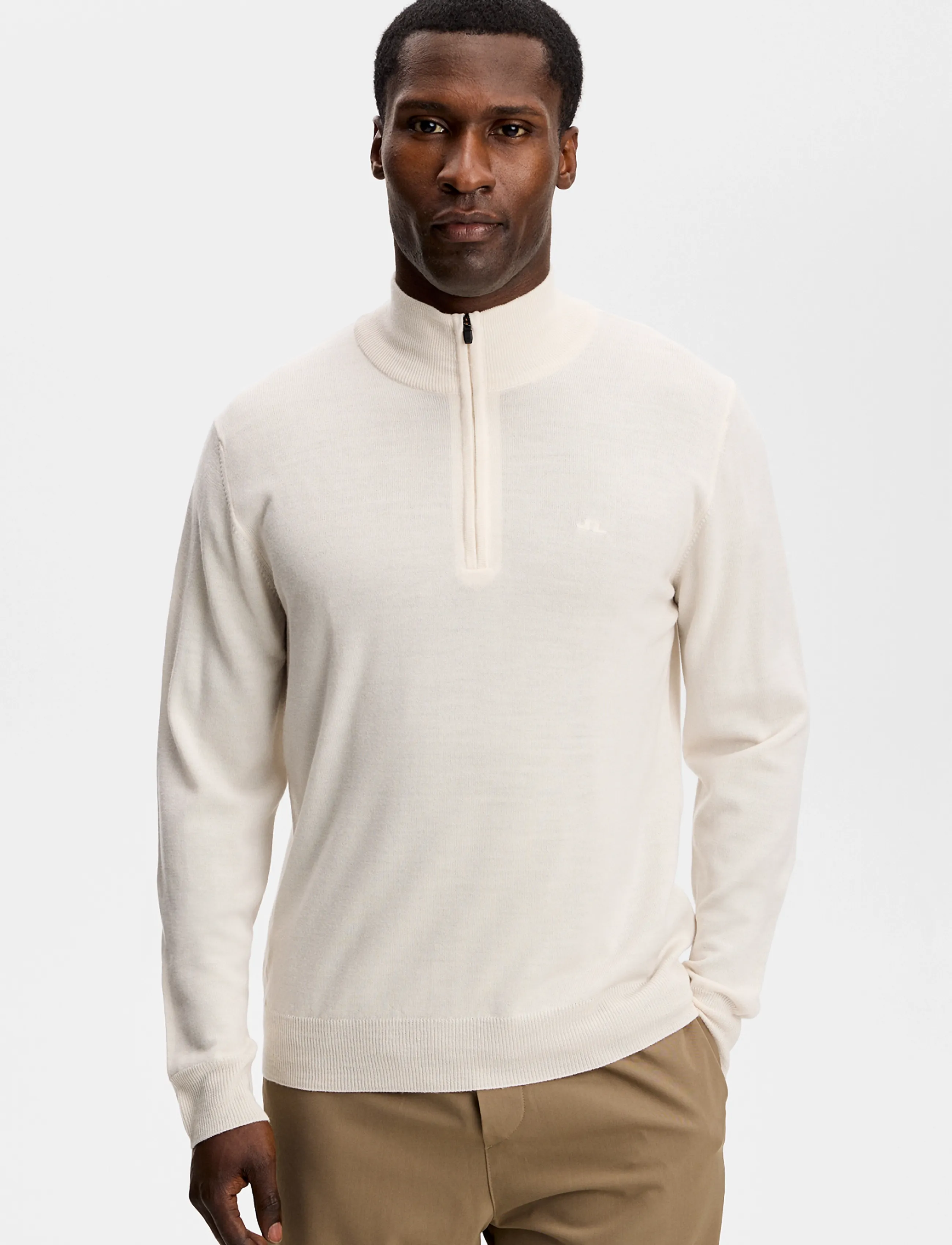 J. Lindeberg Kiyan Quarter Zip Sweater, XXL, Knitwear, Weiß - Half Jumpers, Männerswear