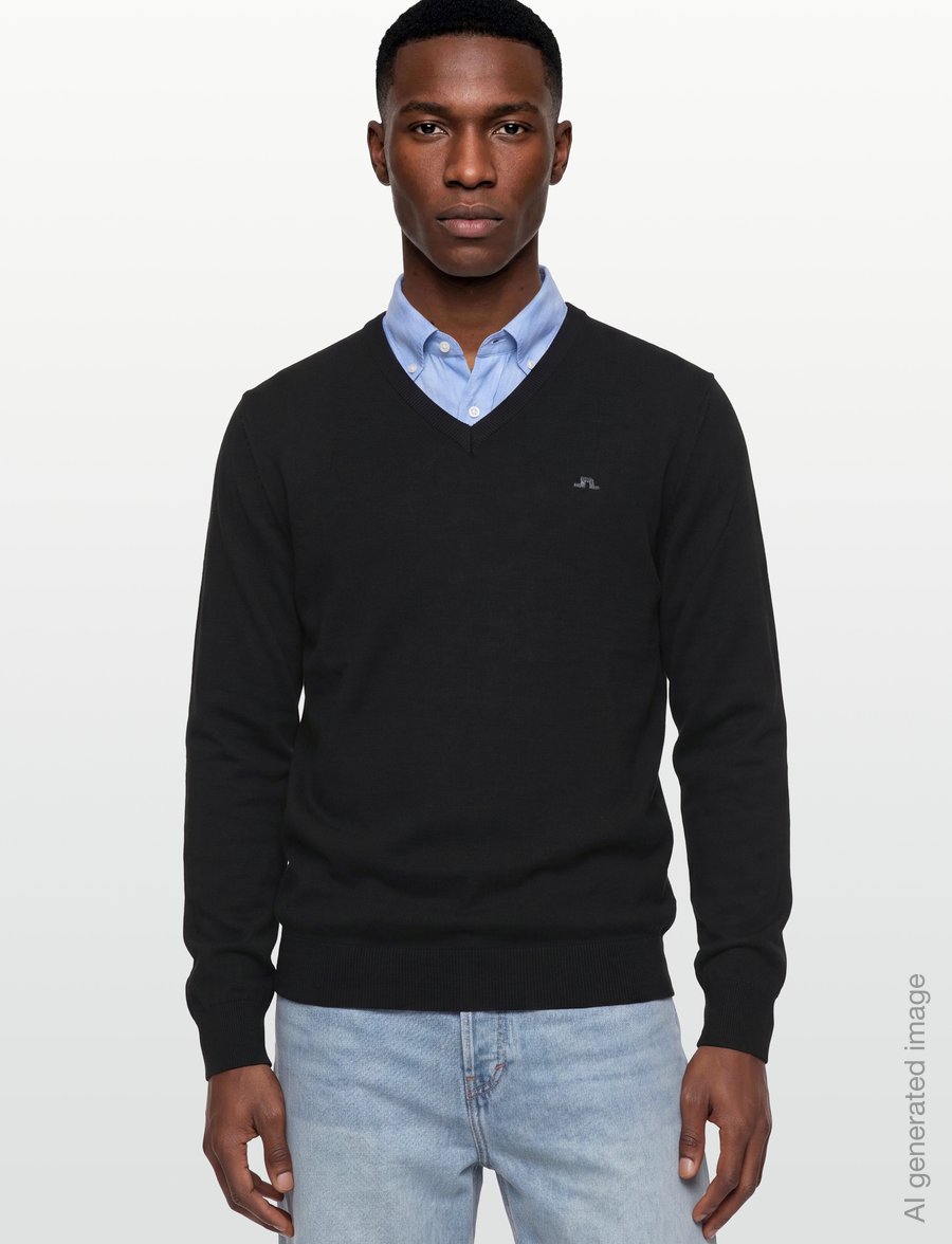 J. Lindeberg - LYMANN KNITTED SWEATER - v-kaelusega - black - 3