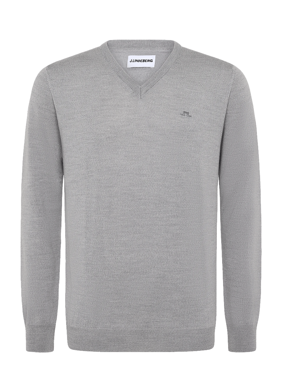 J. Lindeberg - LYMANN KNITTED SWEATER - v-kaelusega - light grey melange - 0