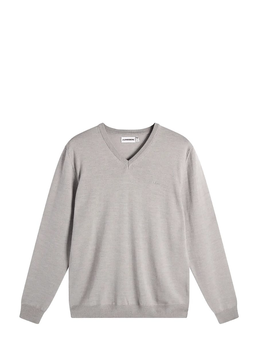 J. Lindeberg - LYMANN KNITTED SWEATER - v-ausschnitt - light grey melange - 0