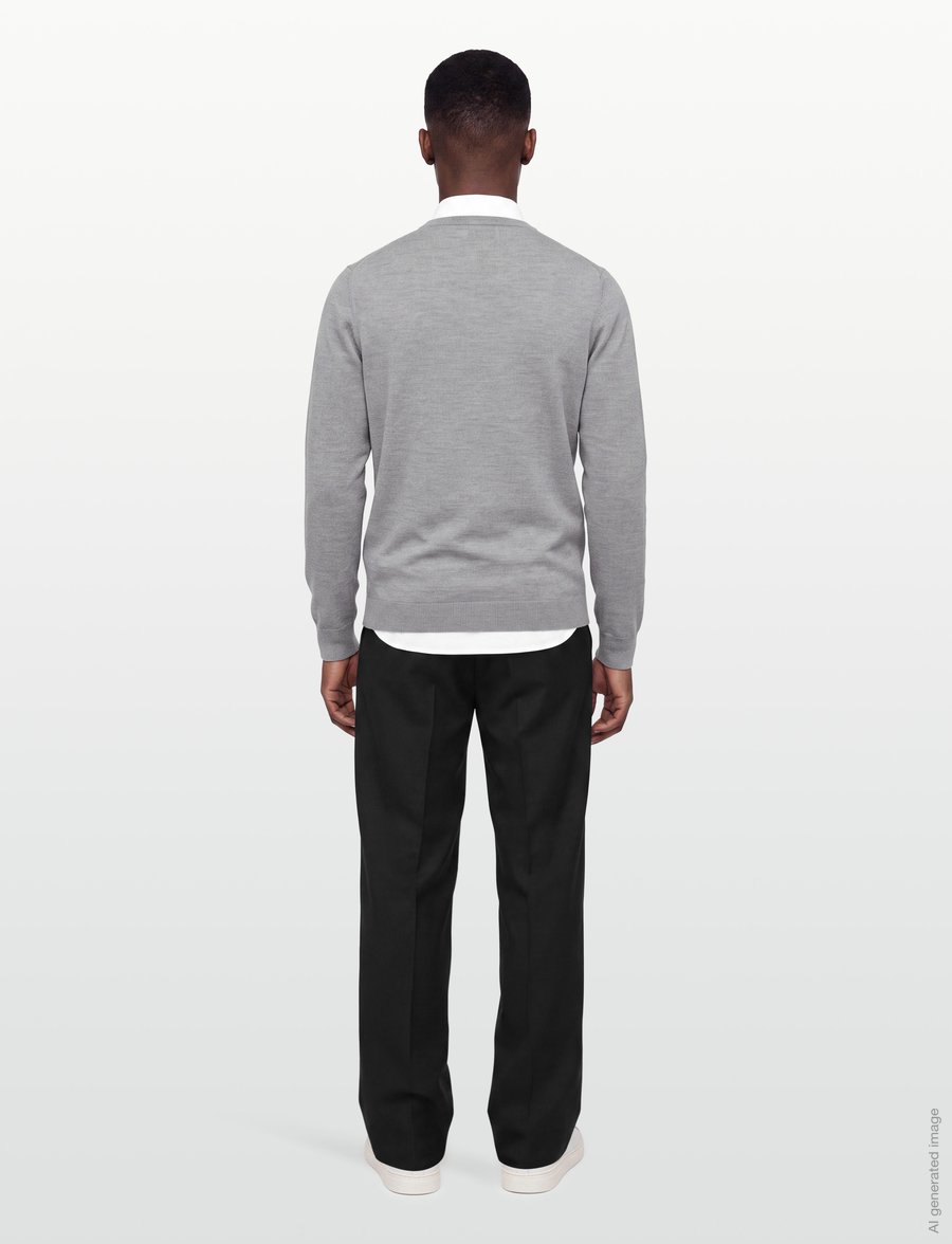 J. Lindeberg - LYMANN KNITTED SWEATER - v-ringat - light grey melange - 4