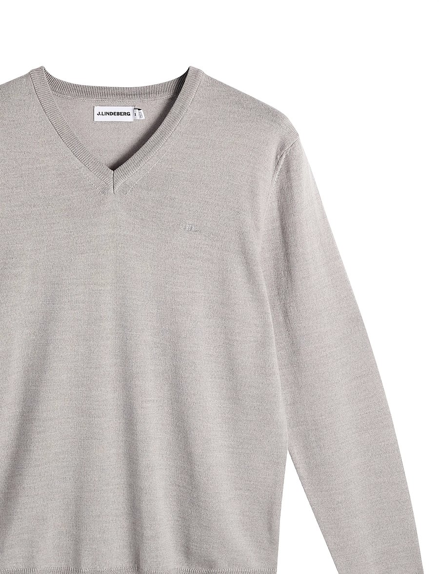 J. Lindeberg - LYMANN KNITTED SWEATER - v-ausschnitt - light grey melange - 1