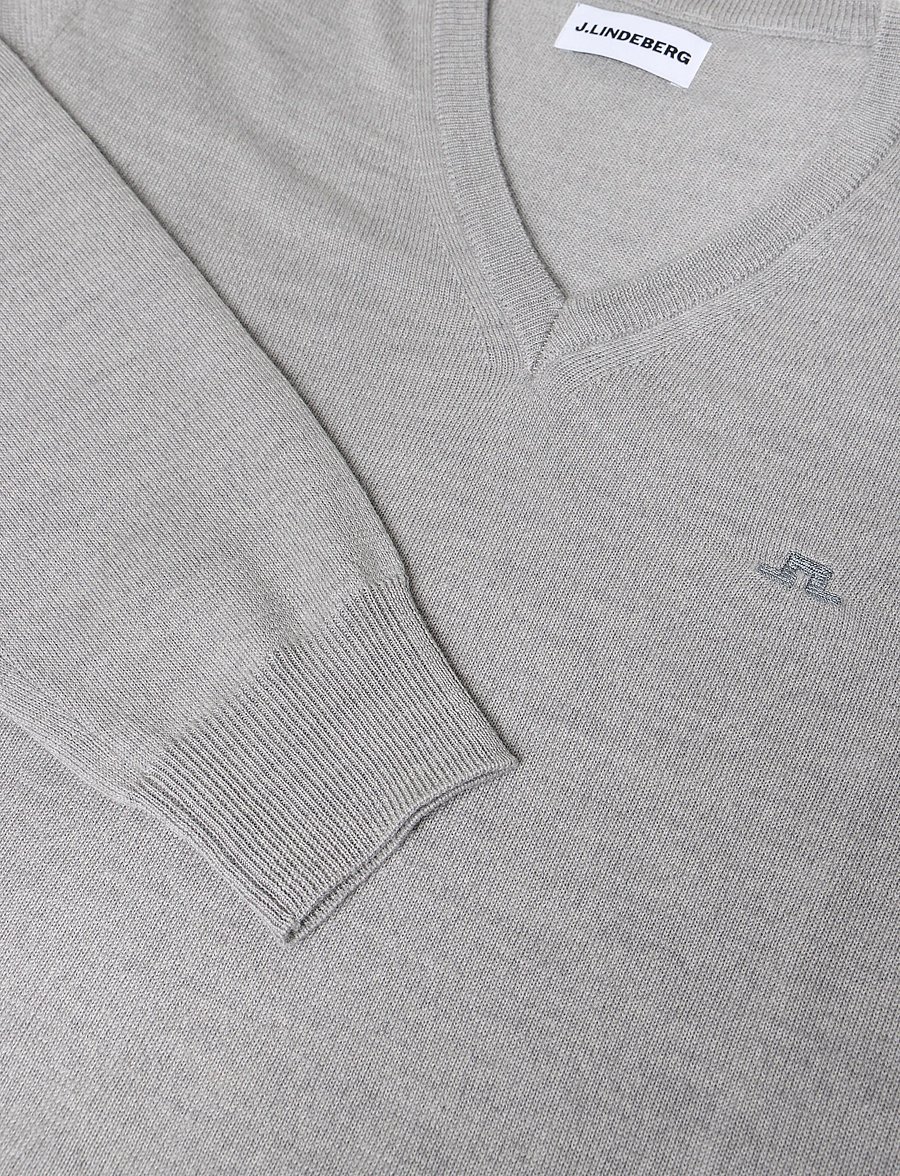 J. Lindeberg - LYMANN KNITTED SWEATER - v-kaelusega - light grey melange - 2