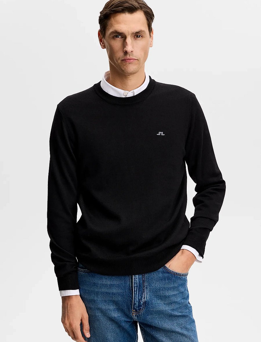 J. Lindeberg - KEANE MERINO CREW NECK - rundhalsad - black - 0