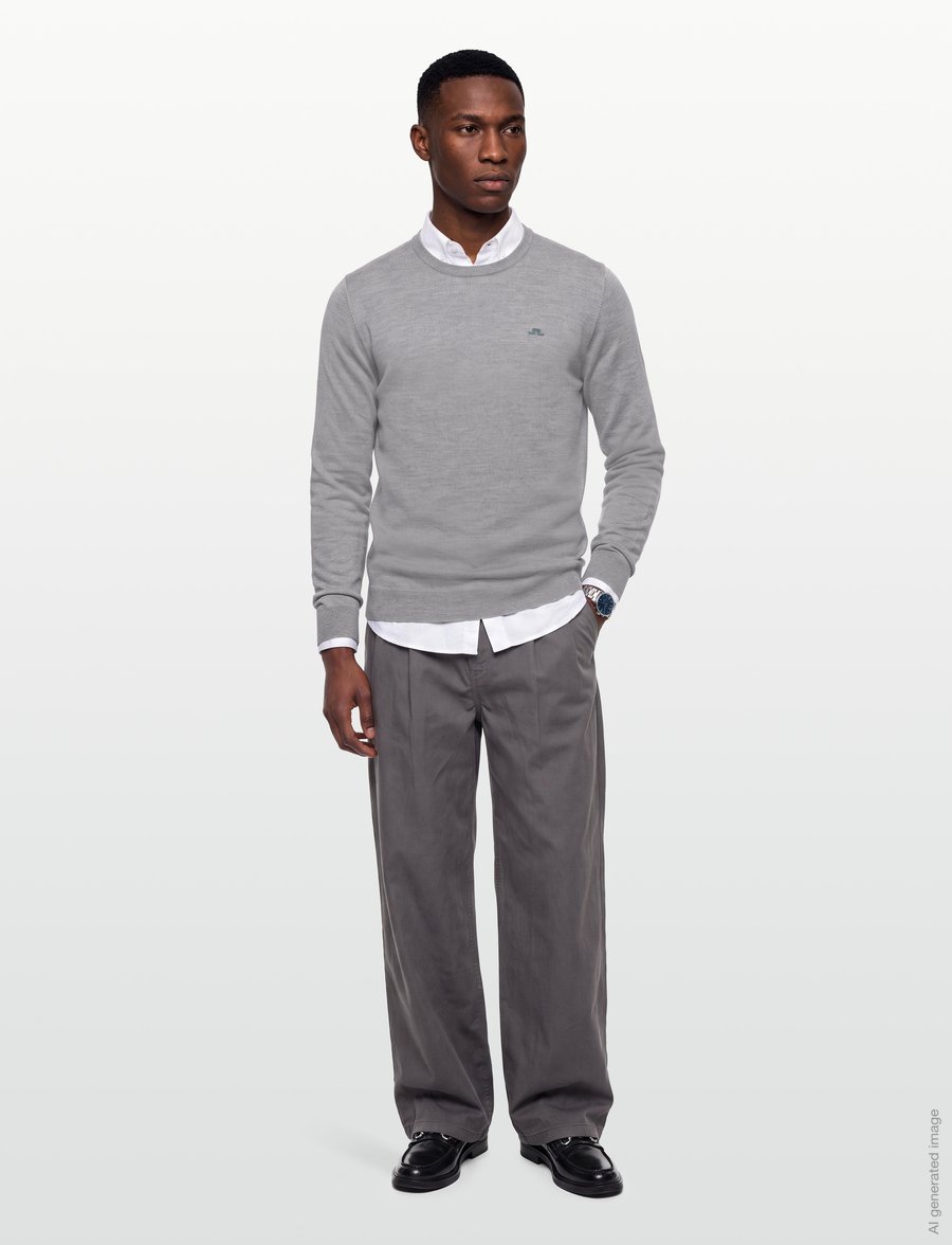 J. Lindeberg - KEANE MERINO CREW NECK - rundhalsad - light grey melange - 0