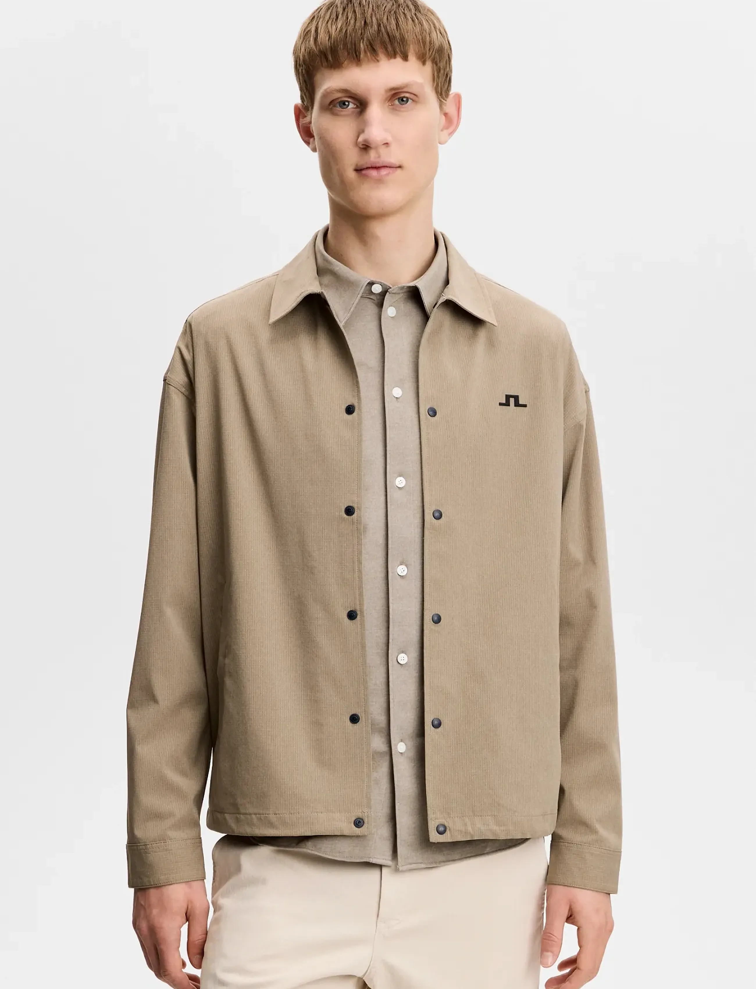J. Lindeberg Dex Coach Overshirt, Mænd, Coach Overshirt, Kakigrøn, Str: S