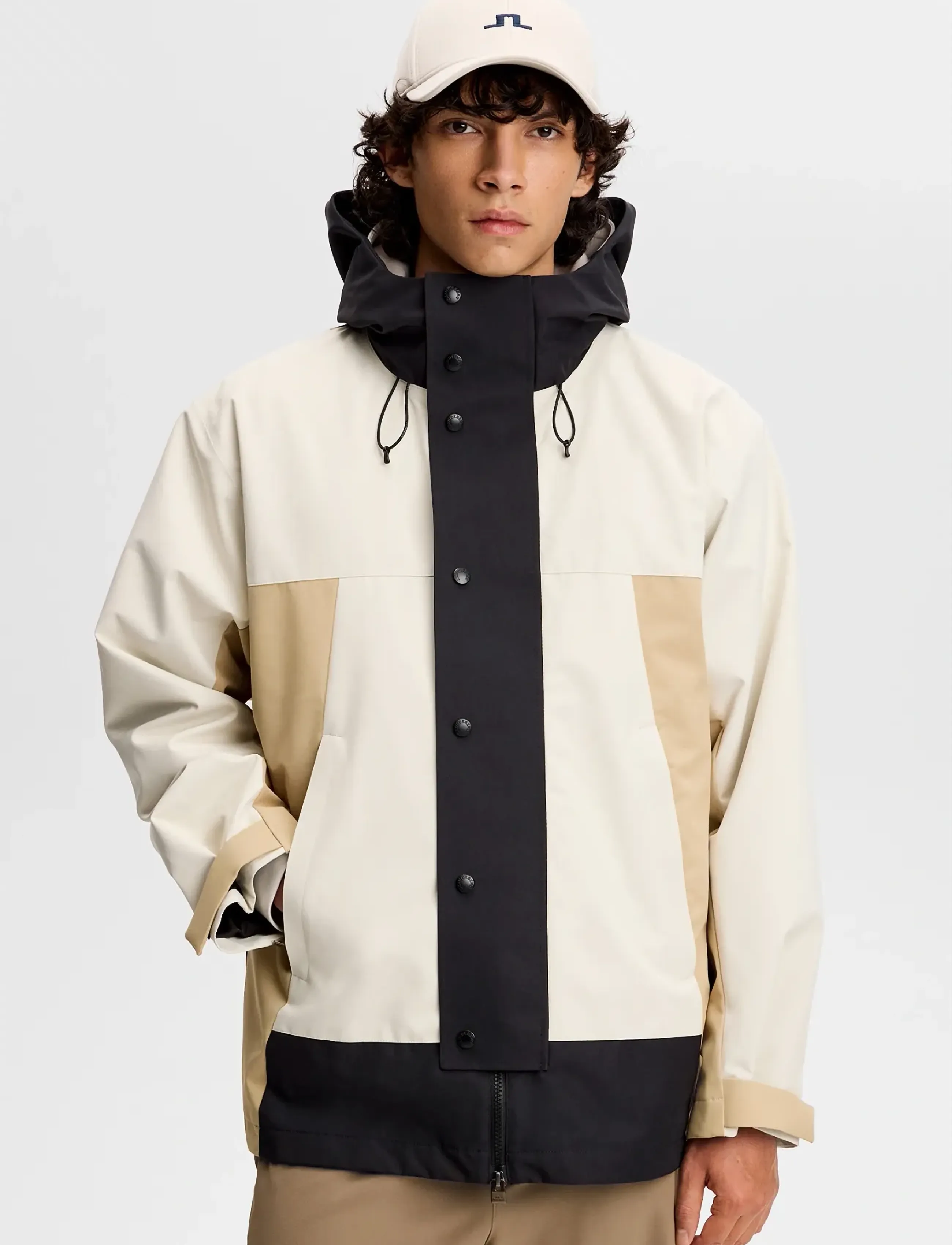 J. Lindeberg Fabio Color Block Jkt, M, Jackets, Beige - Light Männerswear