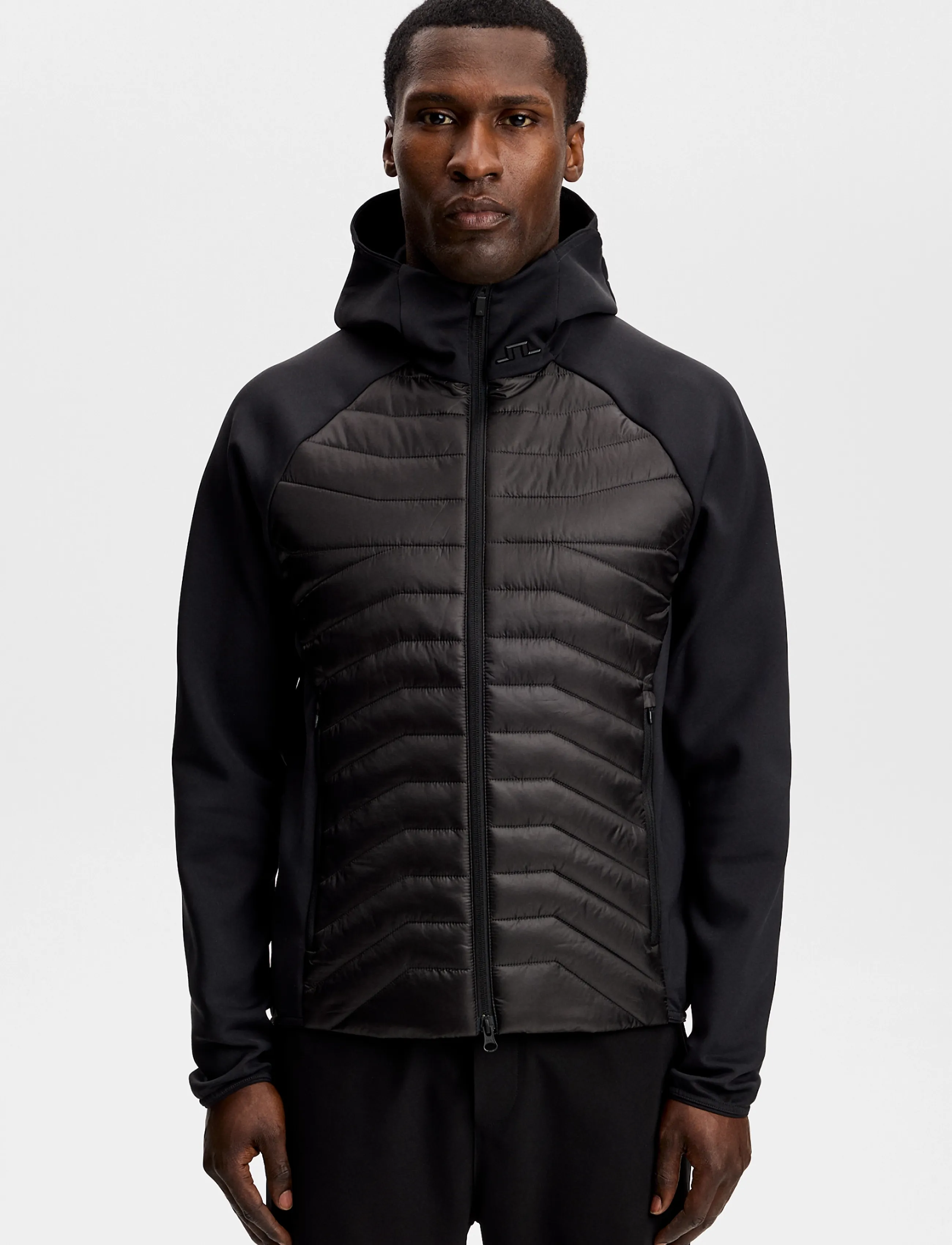 J. Lindeberg Heyden Quilt Hybrid Hood - Riided - BLACK / black