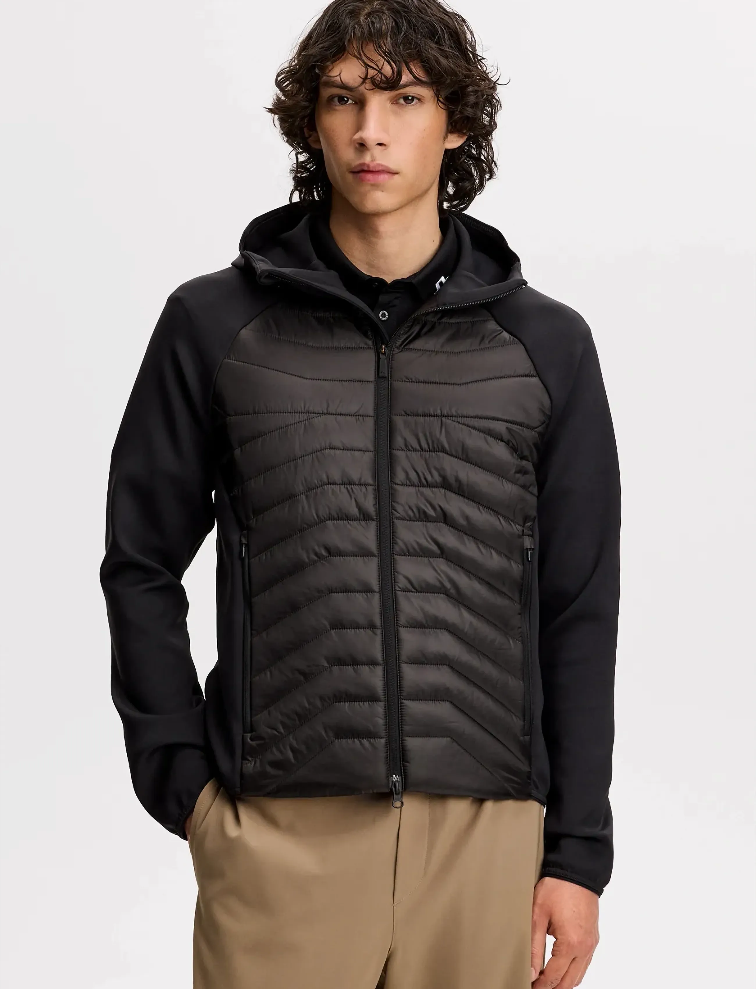 J. Lindeberg Heyden Quilt Hybrid Hood - Overtøj - BLACK / black