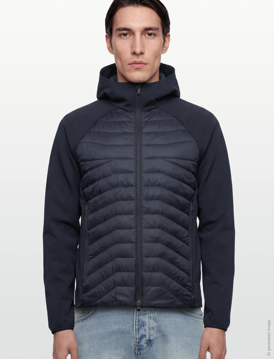 J. Lindeberg - Heyden Quilt Hybrid Hood - quiltede - jl navy - 3