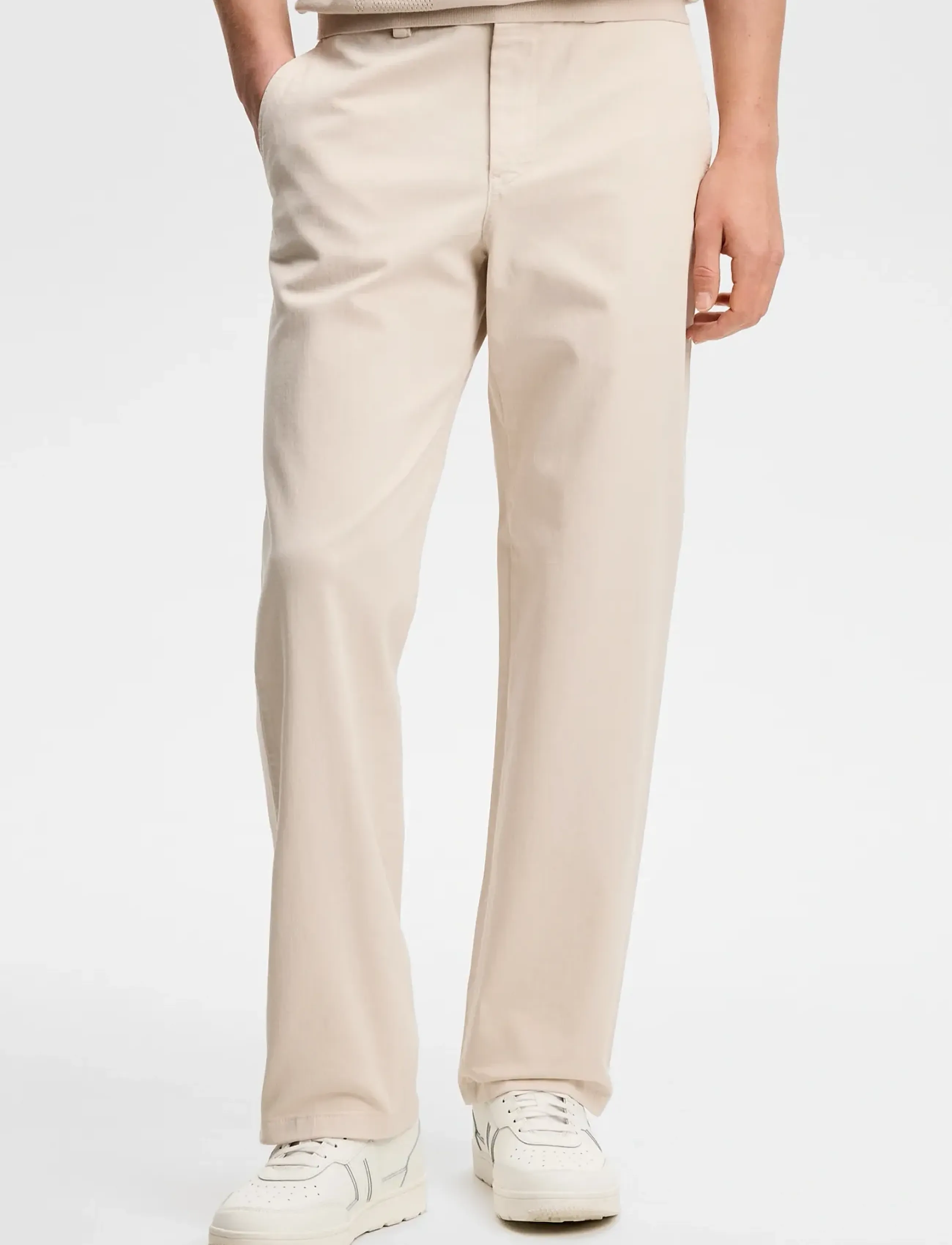 J. Lindeberg Devyn Straight Cotton Pants - Bukser - MOONBEAM / beige