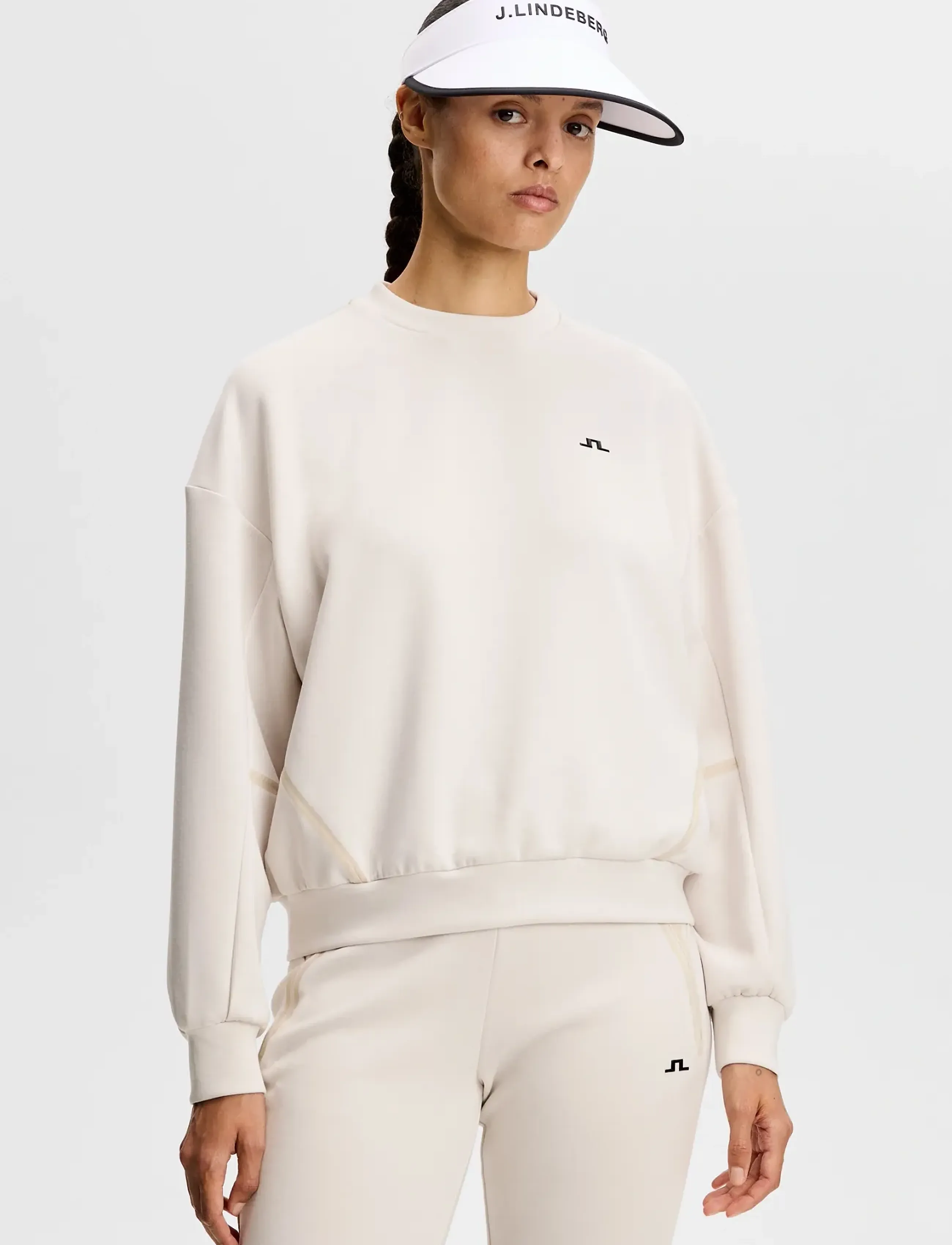 J. Lindeberg Aura Crew Neck, Kvinder, Crew Neck Sweatshirt, Cream, Str: L