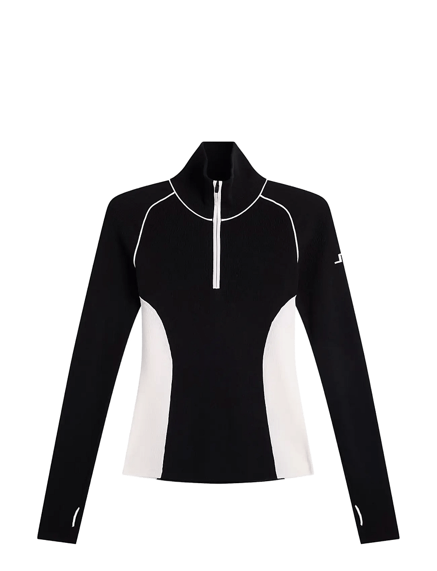 J. Lindeberg - VALLEY KNITTED RIB QUARTER ZIP - fleece og mellemlag - black - 1