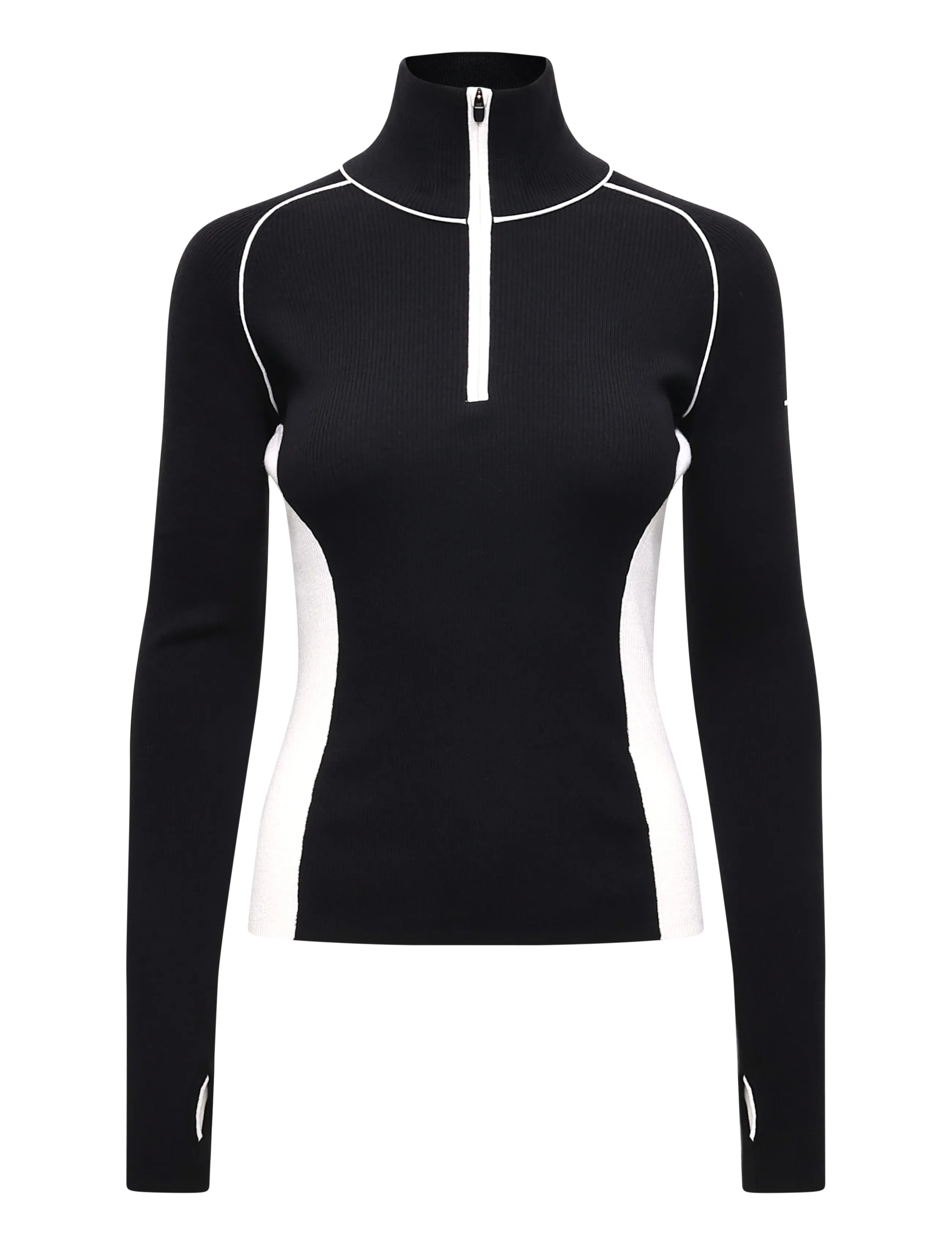 J. Lindeberg Valley Knitted Rib Quarter Zip - J.Lindeberg - BLACK / black