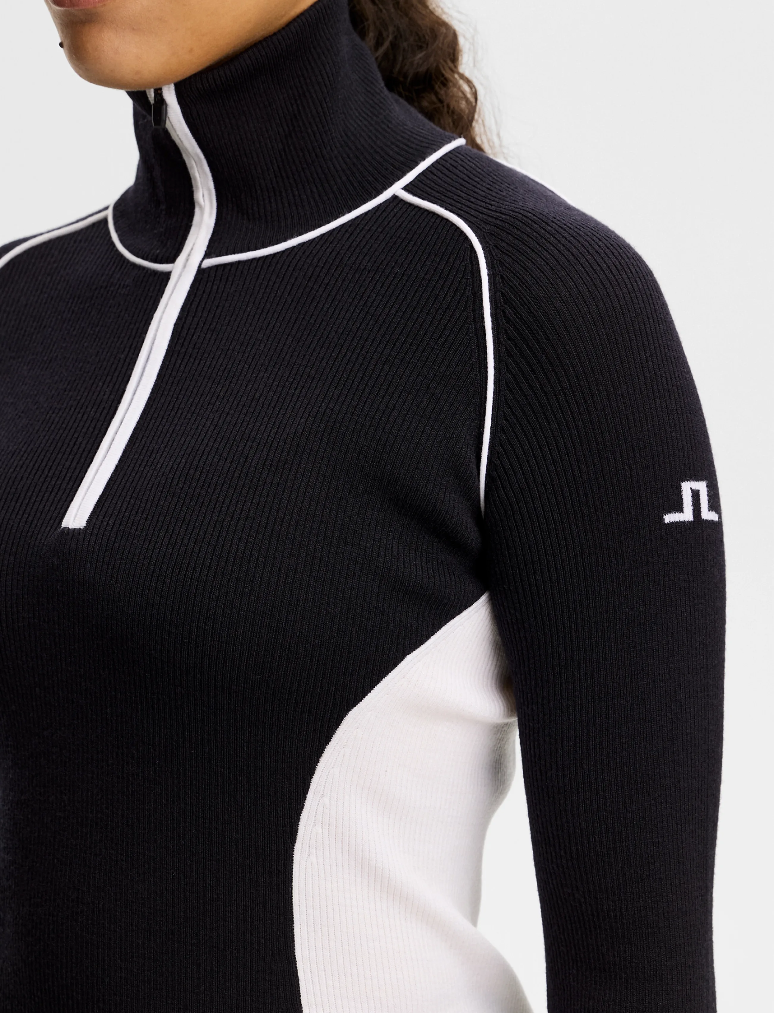 J. Lindeberg - VALLEY KNITTED RIB QUARTER ZIP - fleece og mellemlag - black - 3