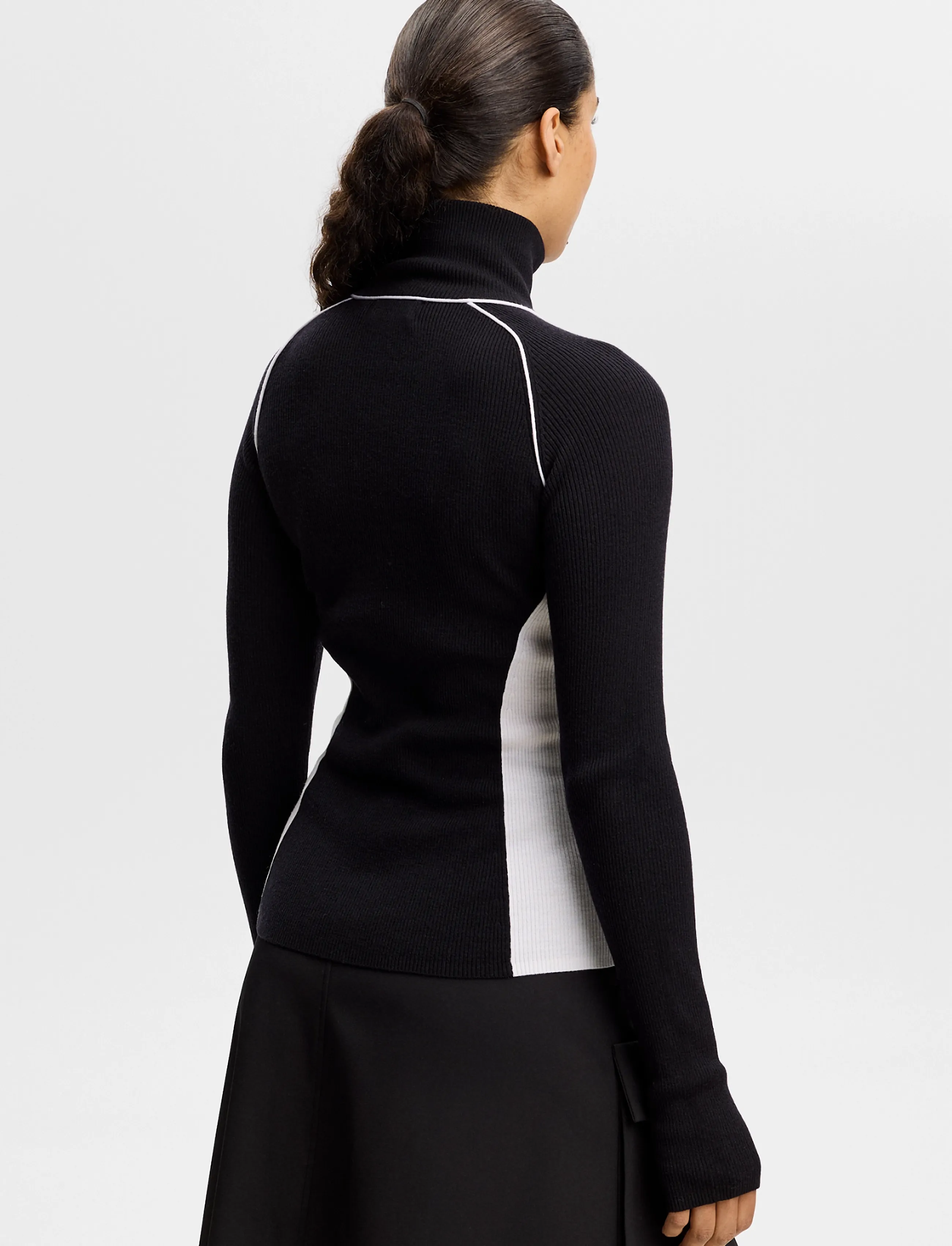 J. Lindeberg - VALLEY KNITTED RIB QUARTER ZIP - fleece og mellemlag - black - 4