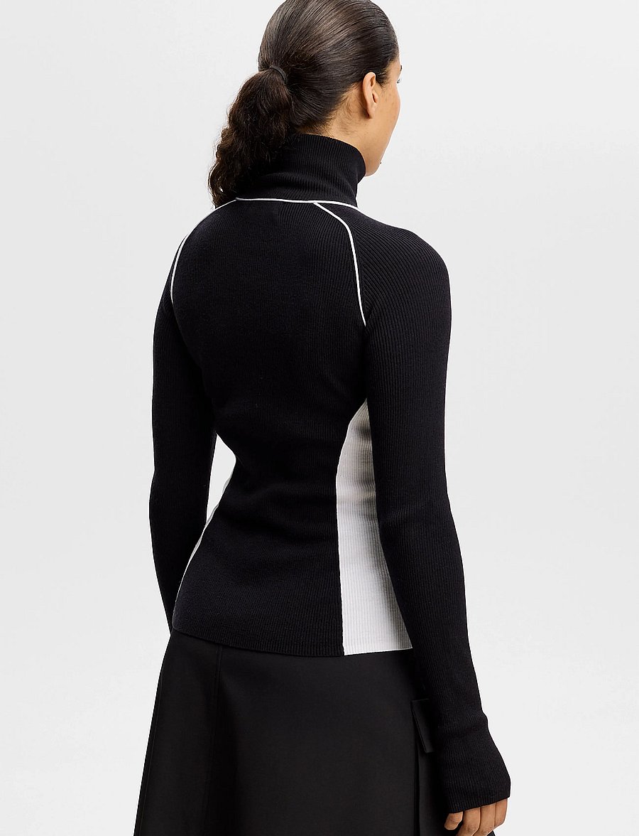 J. Lindeberg - VALLEY KNITTED RIB QUARTER ZIP - fleece og mellemlag - black - 4