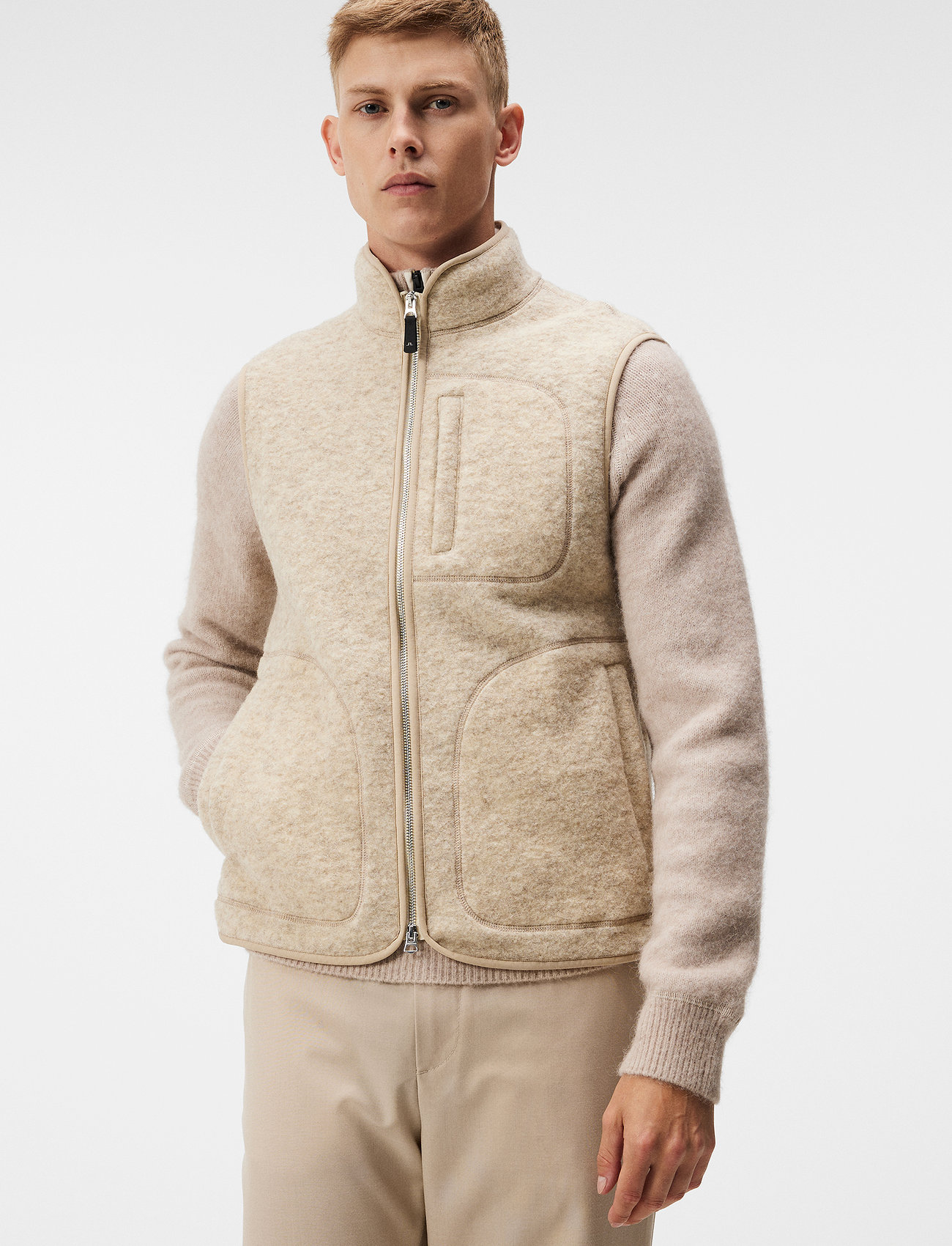J. Lindeberg - Duncan Wool Fleece Vest - kurtki polarowe - oyster gray - 1