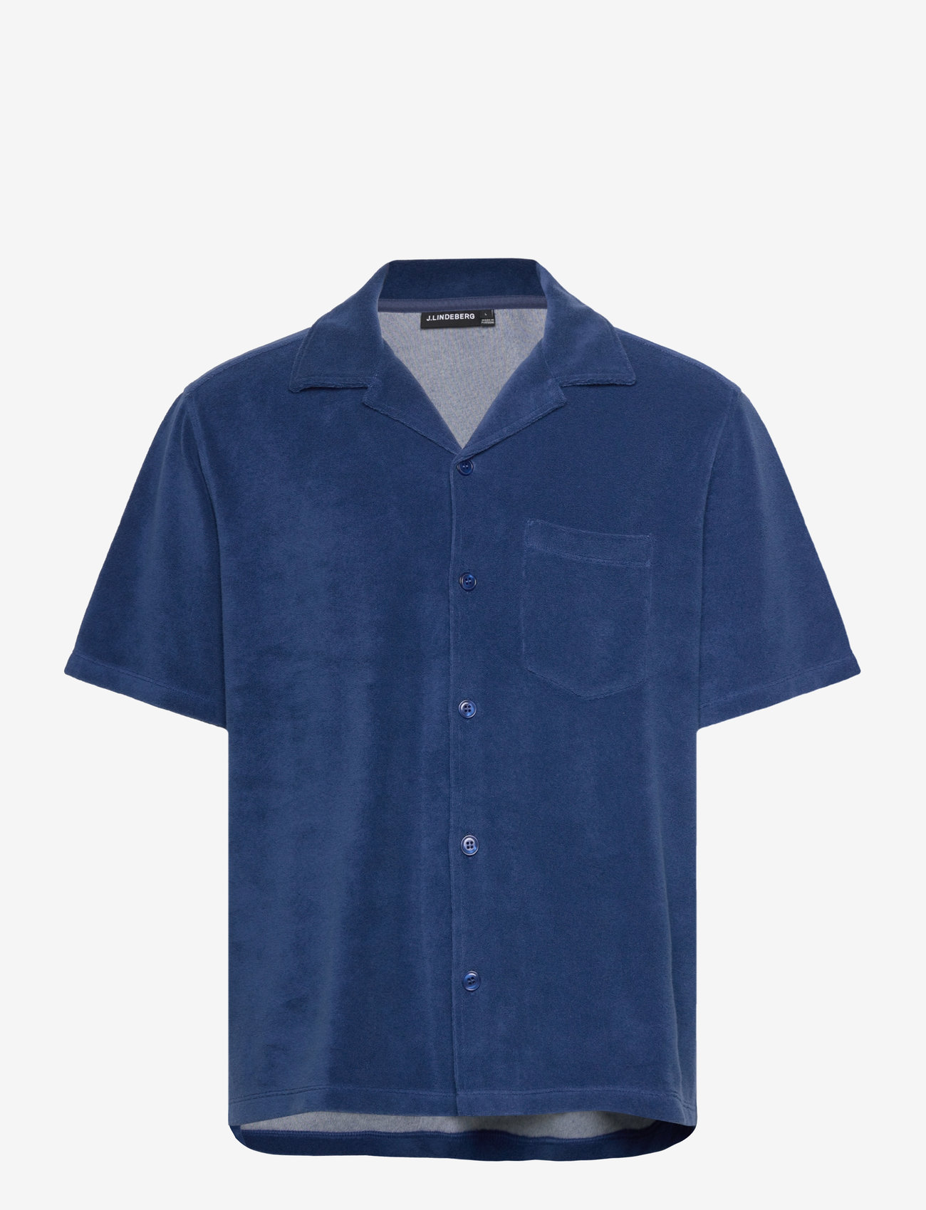 J. Lindeberg - Ted Terry Resort Shirt - kortärmade skjortor - estate blue - 1
