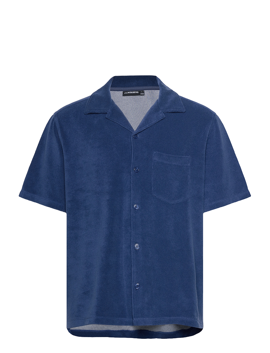 J. Lindeberg - Ted Terry Resort Shirt - kortärmade skjortor - estate blue - 1