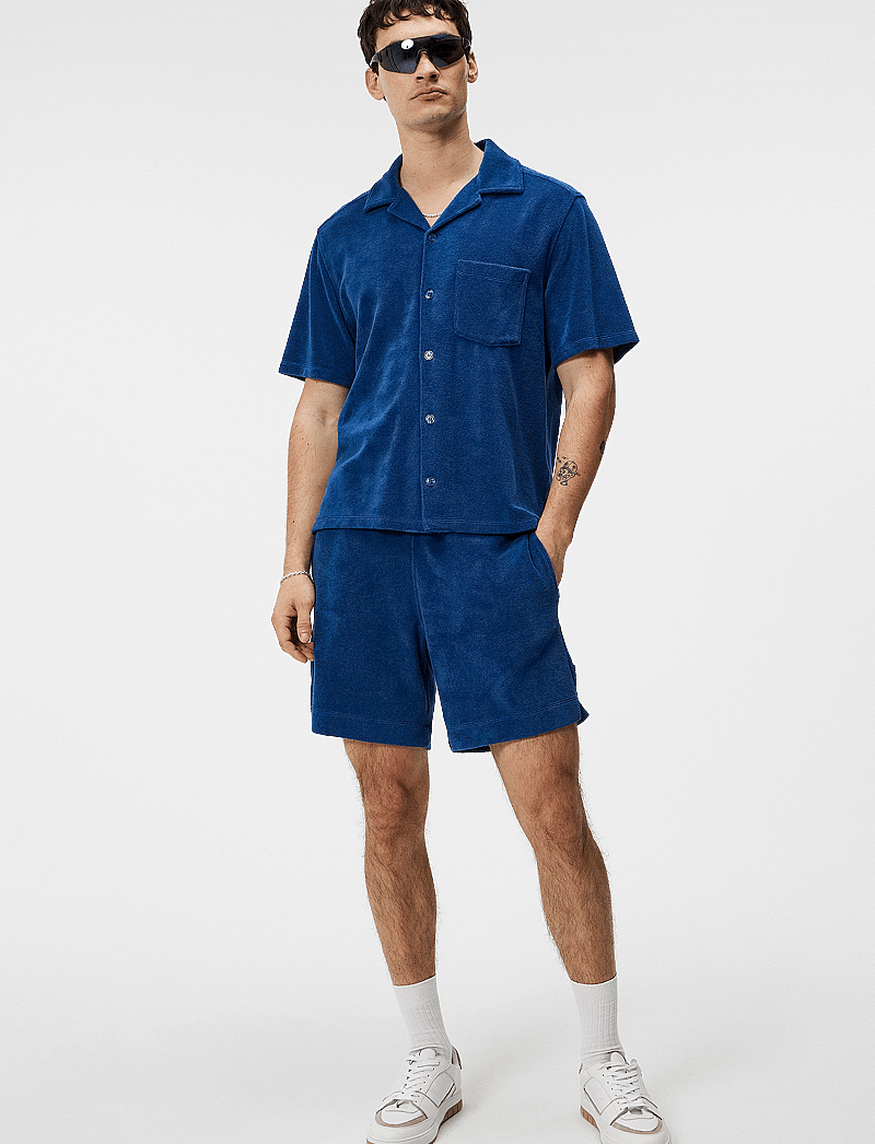 J. Lindeberg - Ted Terry Resort Shirt - kurzarmhemden - estate blue - 4