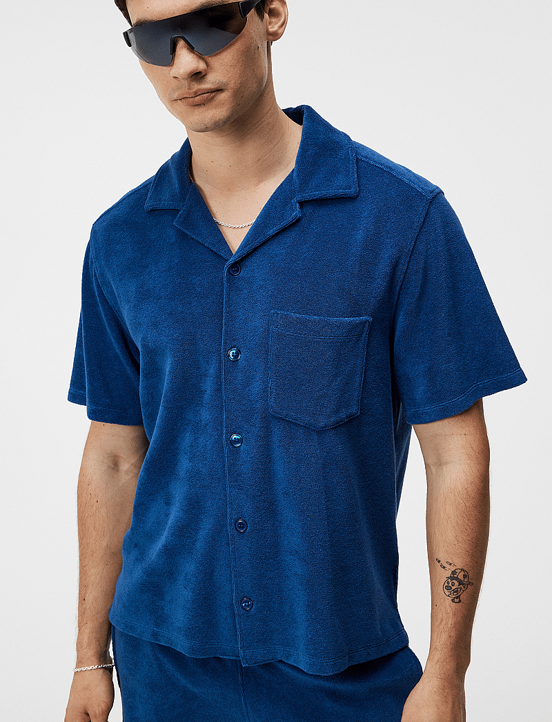 J. Lindeberg - Ted Terry Resort Shirt - kurzarmhemden - estate blue - 5