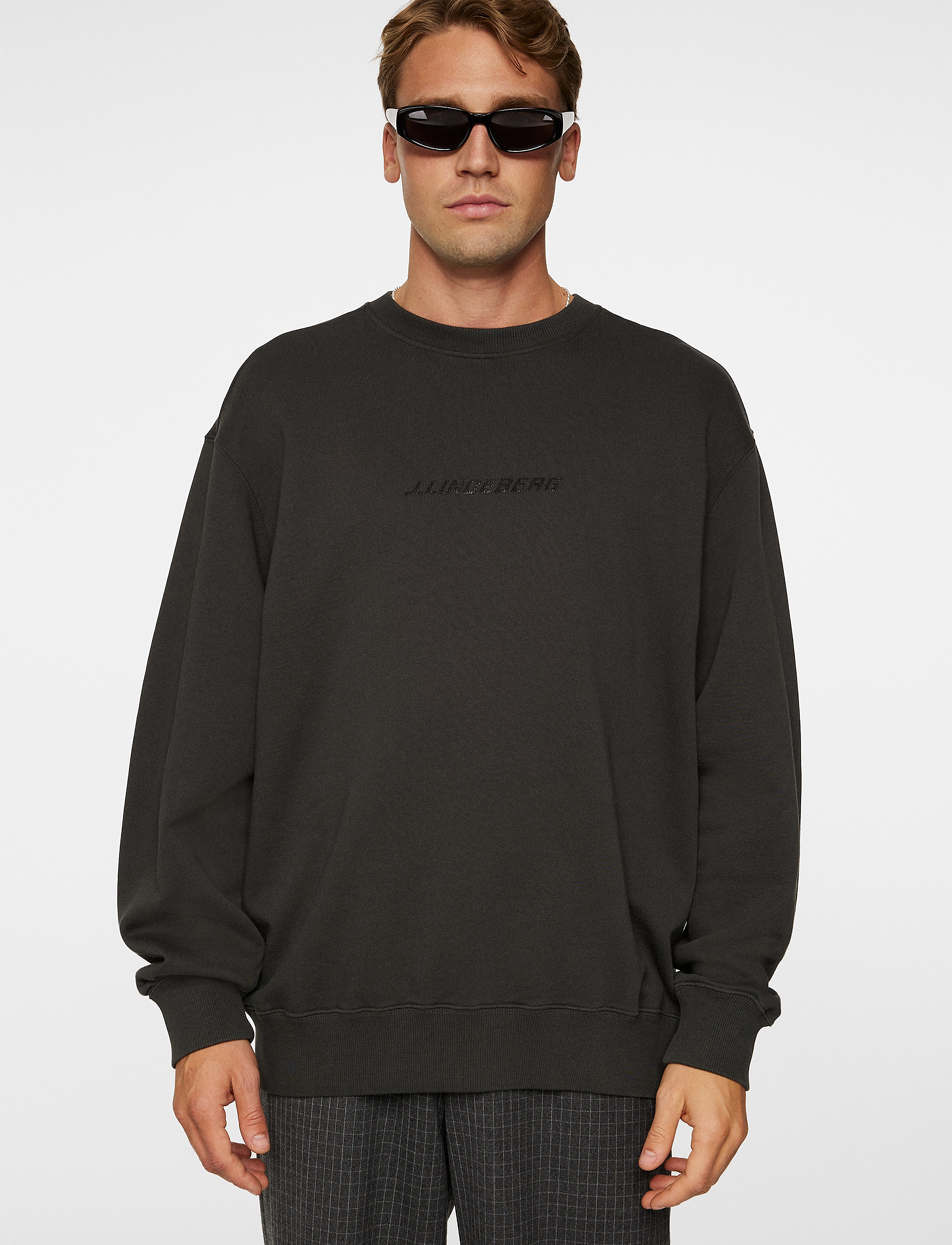J. Lindeberg Callan Logo Crew Neck, S, Sweatshirts & Hoodies, Schwarz - Sweatshirts, Männerswear