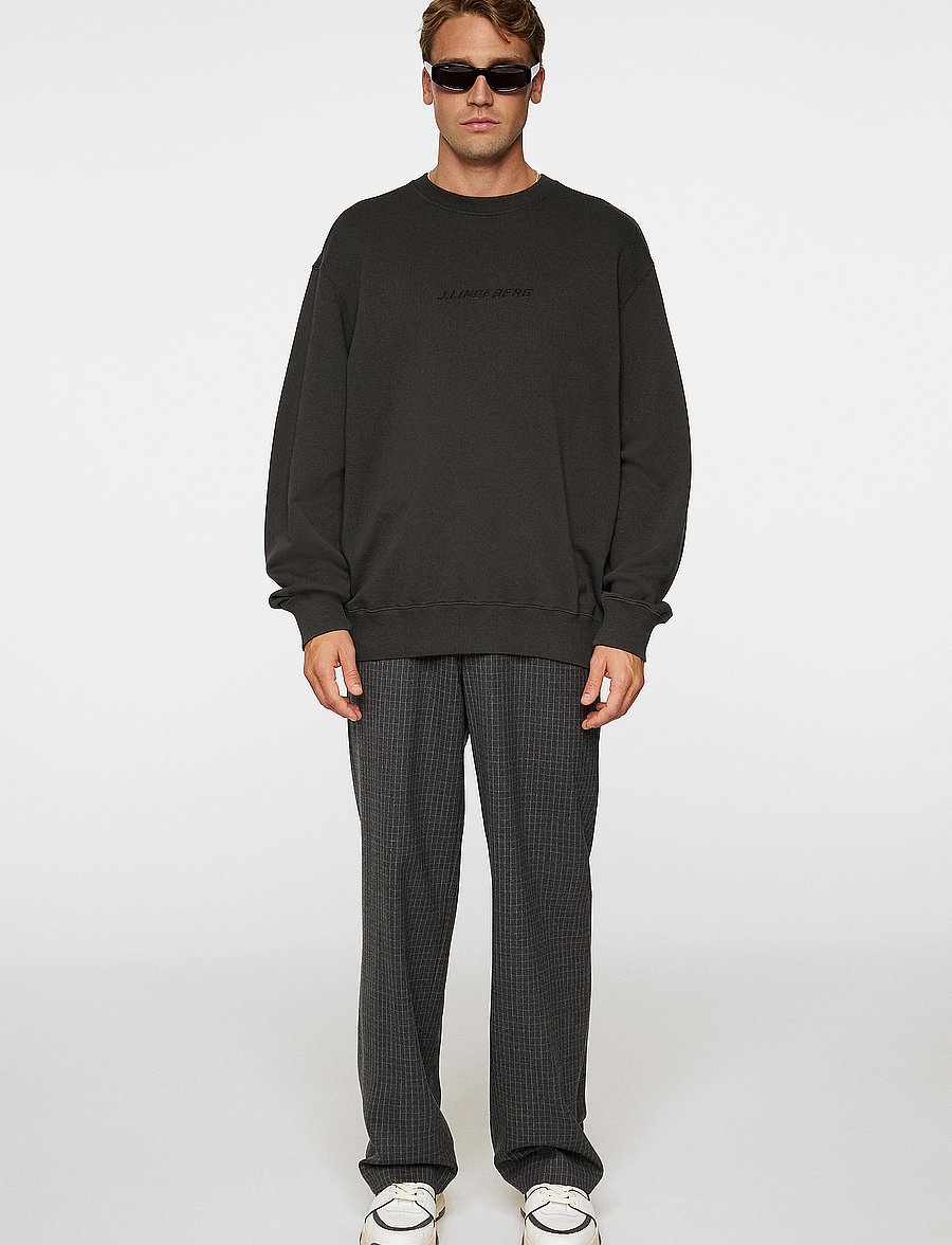 J. Lindeberg - Callan Logo Crew Neck - sweatshirts - washed black - 4